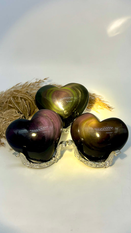 Rainbow Obsidian Puffy Heart