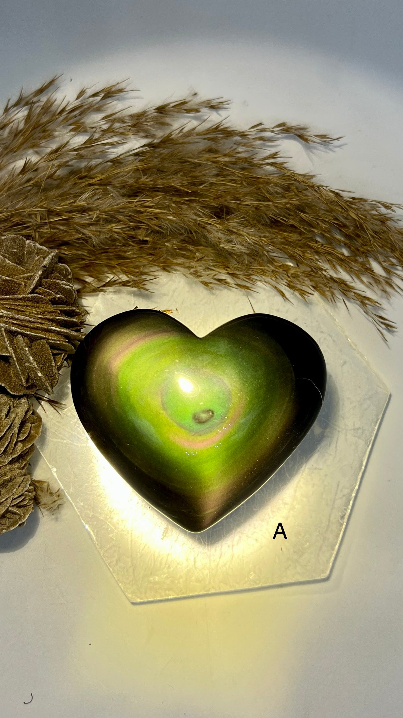 Rainbow Obsidian Puffy Heart