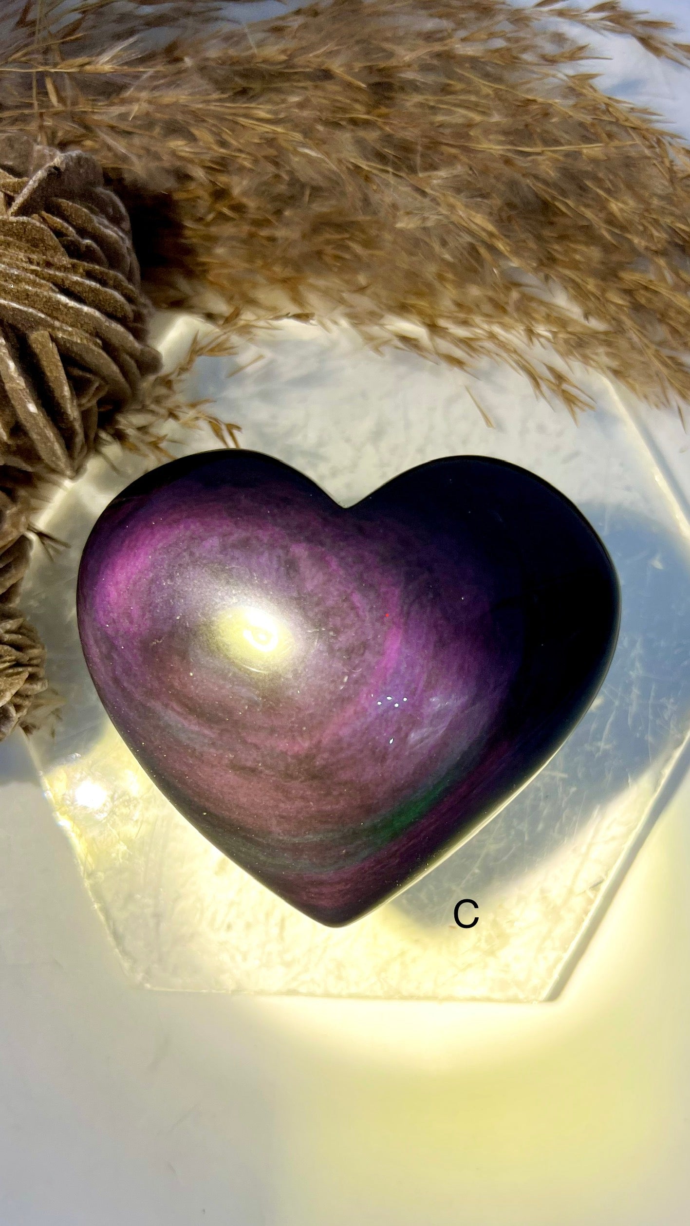 Rainbow Obsidian Puffy Heart