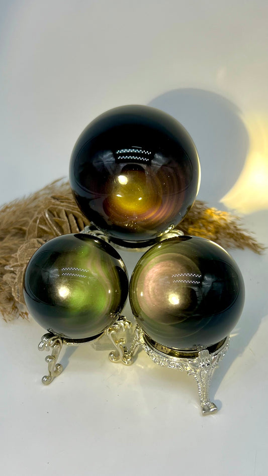 Rainbow Obsidian Sphere