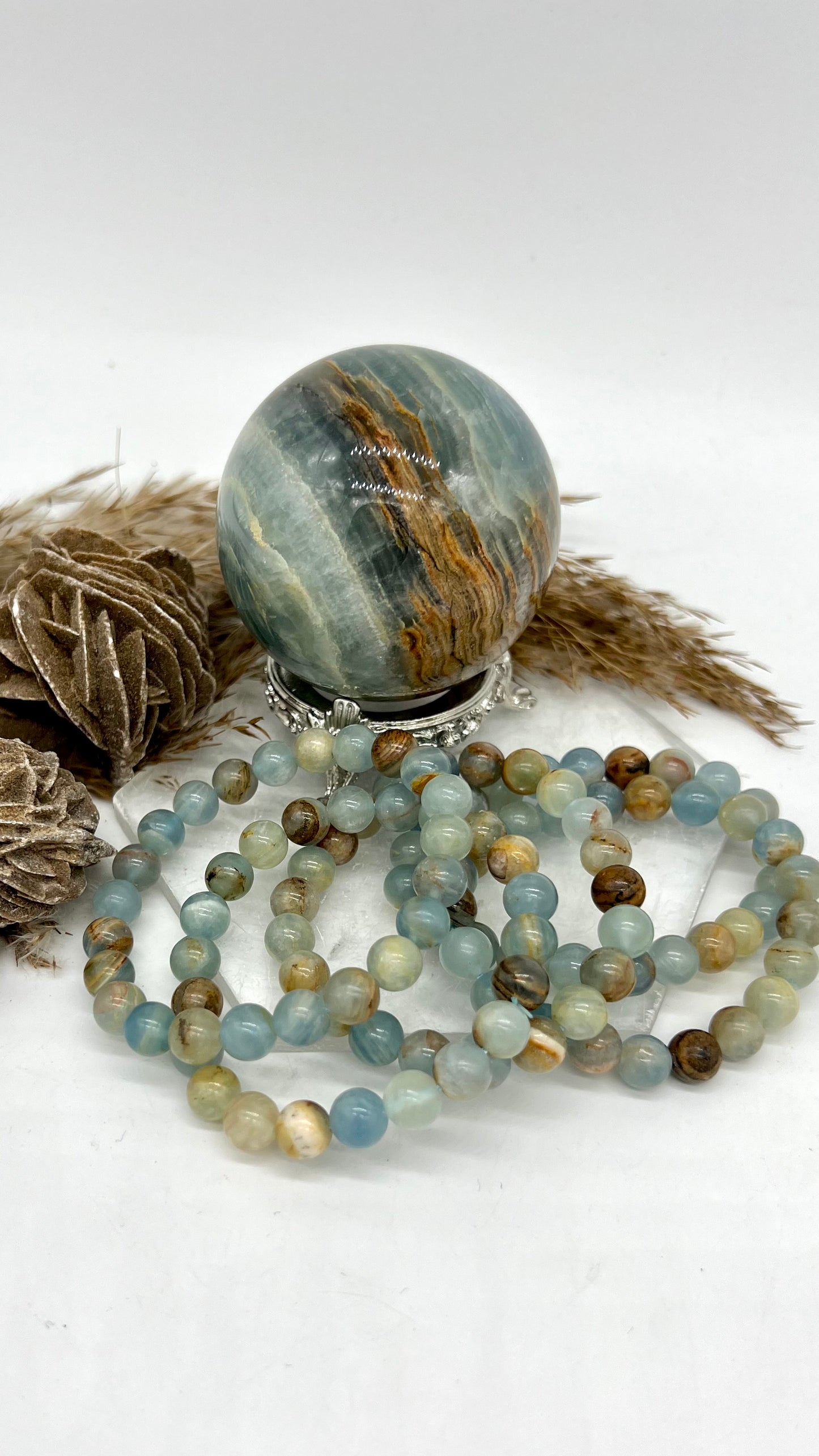 Blue Onyx Bracelet - Calming, Empathy, Communication, Anxiety, Wisdom