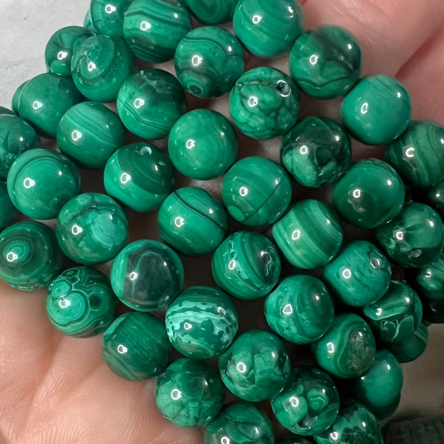 Pitted Velvet Malachite Bracelet - Trauma, Travel, Creativity, Balance, Protection, Confidence
