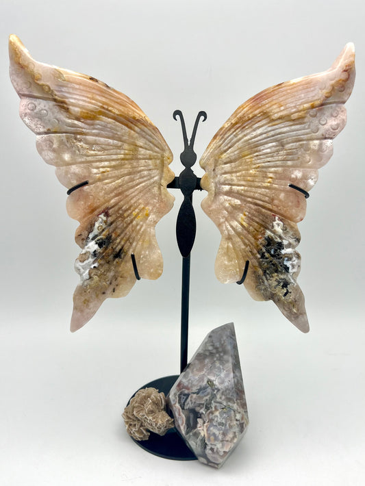 Pink Amethyst Druzy Butterfly with Stand