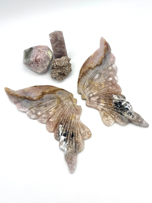 Pink Amethyst Druzy Butterfly with Stand