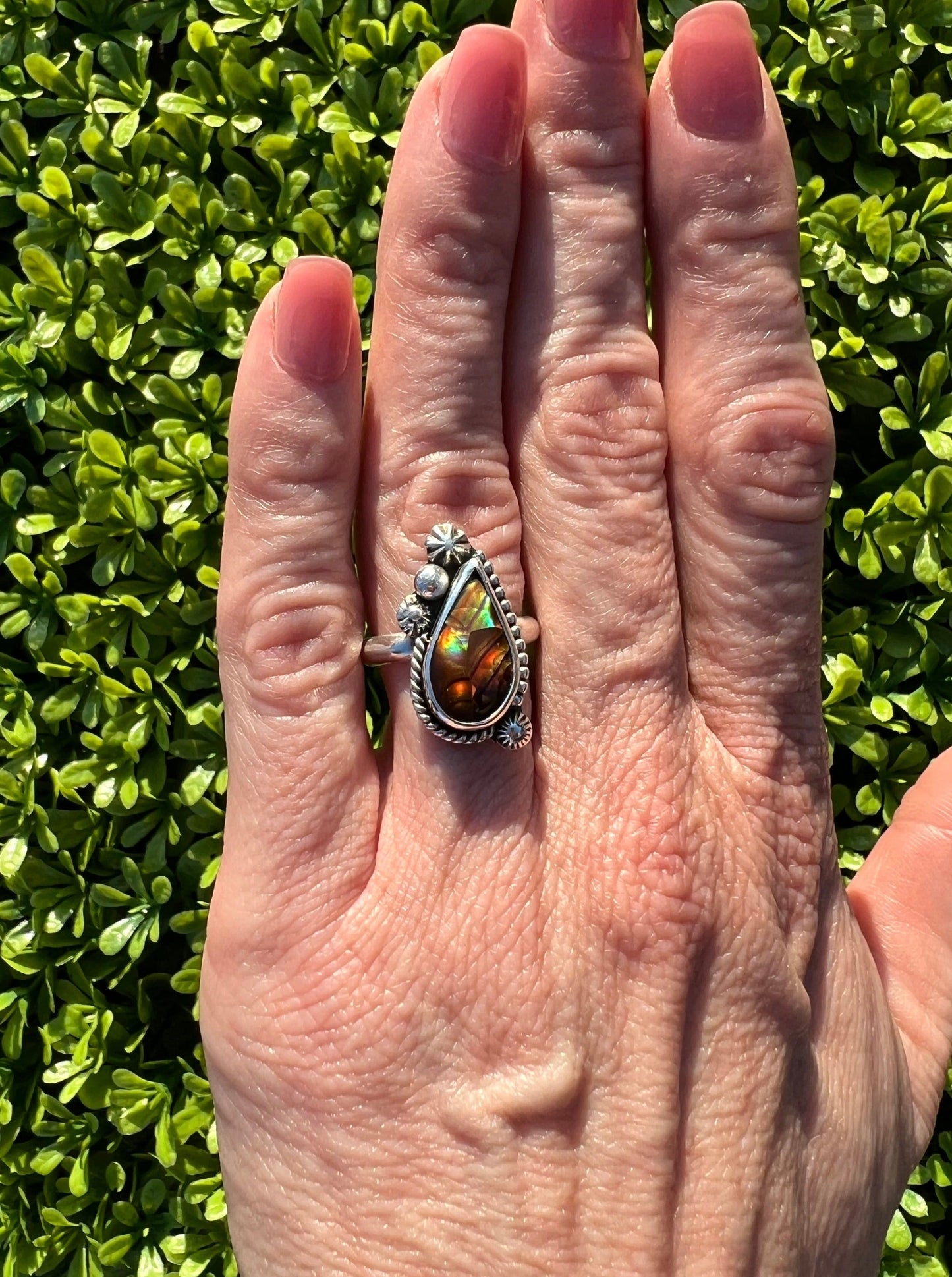 Fire Agate Sterling Silver Ring - Joy, Protection, Courage, Passion, Eternal Youth