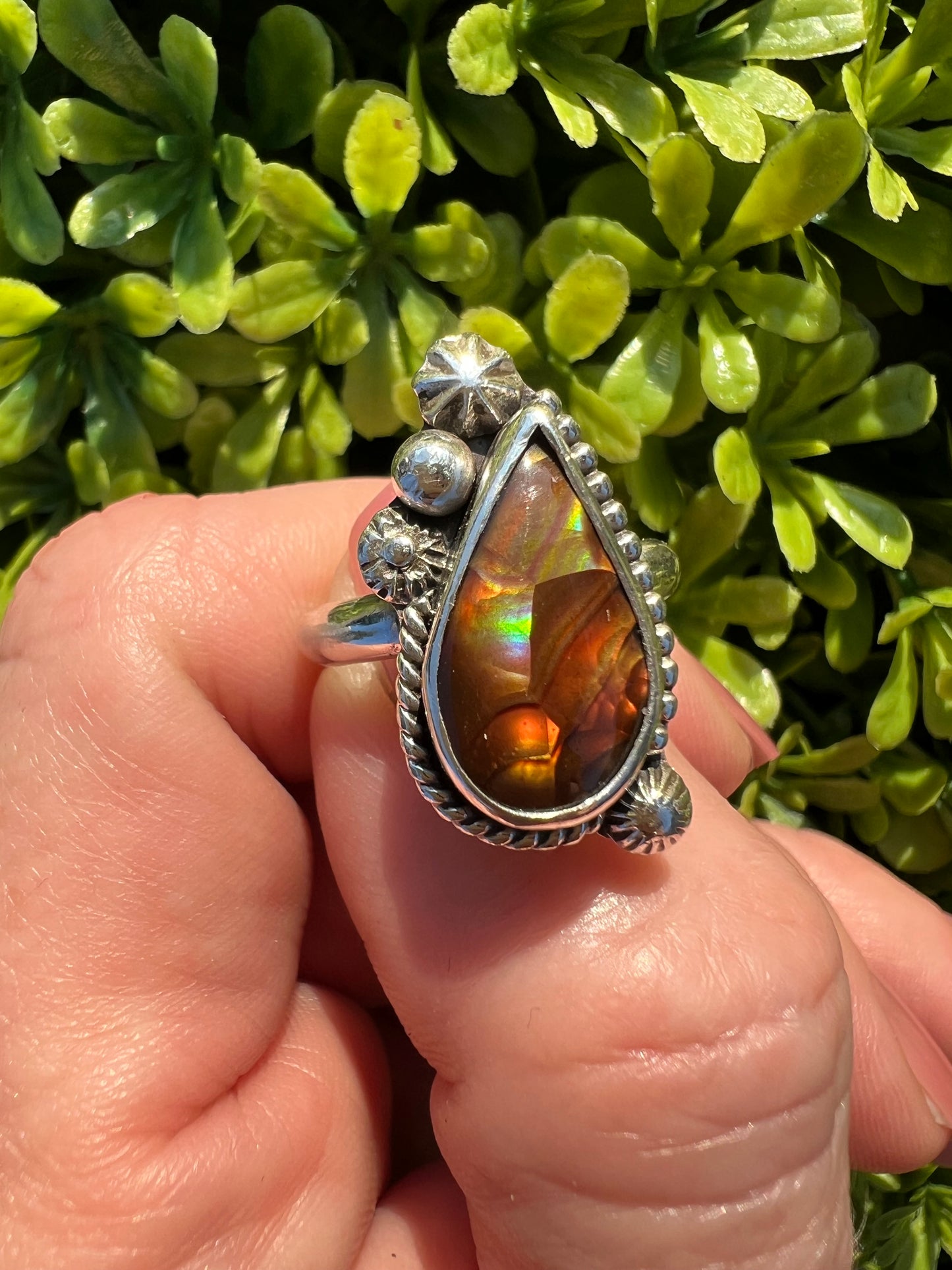 Fire Agate Sterling Silver Ring - Joy, Protection, Courage, Passion, Eternal Youth