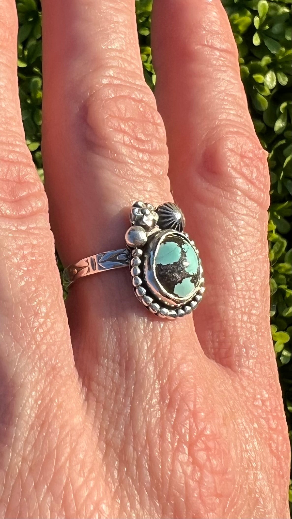 Dainty Turquoise Sterling Silver Ring - Luck, Peace, Protection, Mood stabilizer, Wisdom, Prosperity