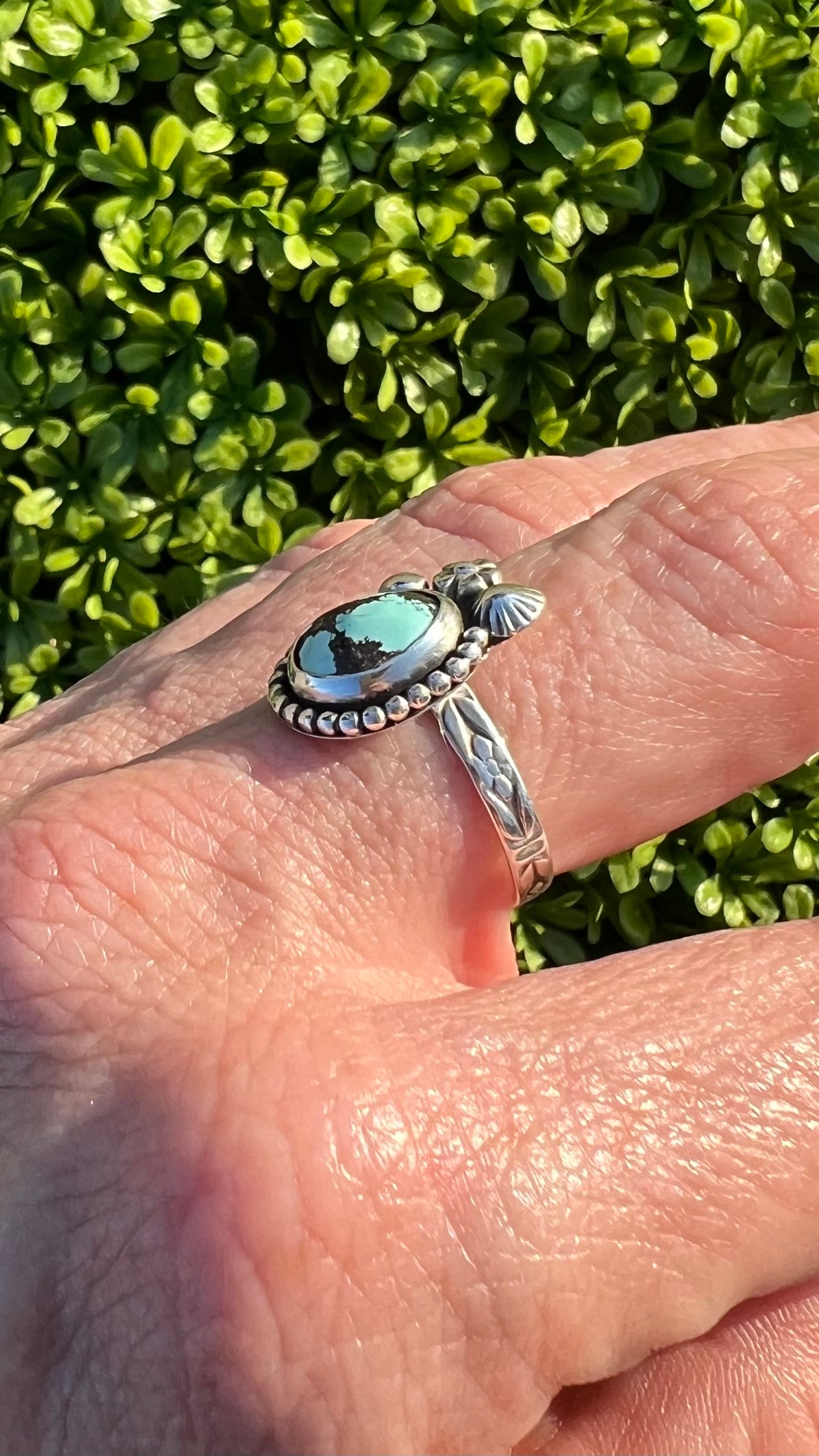 Dainty Turquoise Sterling Silver Ring - Luck, Peace, Protection, Mood stabilizer, Wisdom, Prosperity