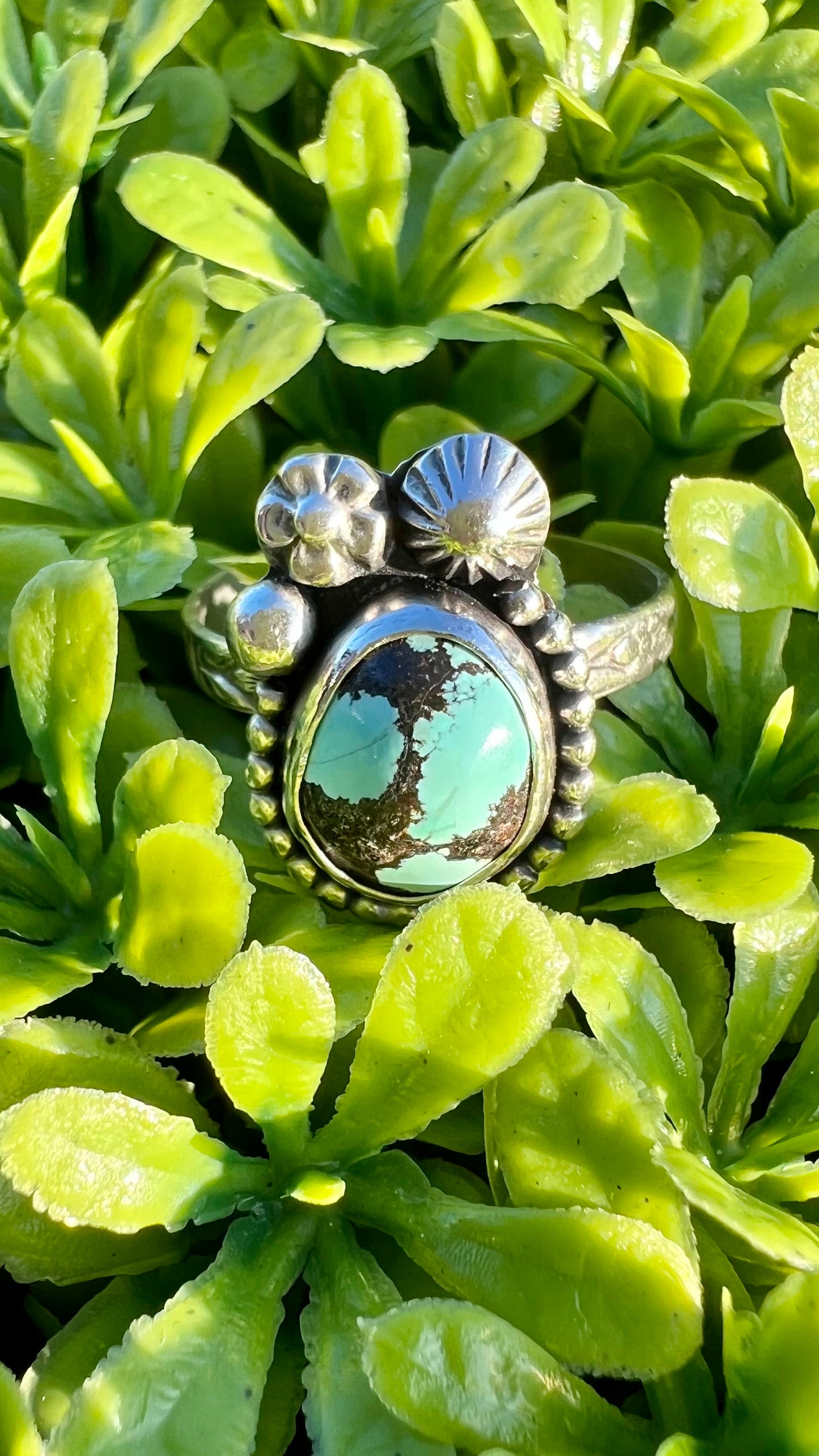 Dainty Turquoise Sterling Silver Ring - Luck, Peace, Protection, Mood stabilizer, Wisdom, Prosperity