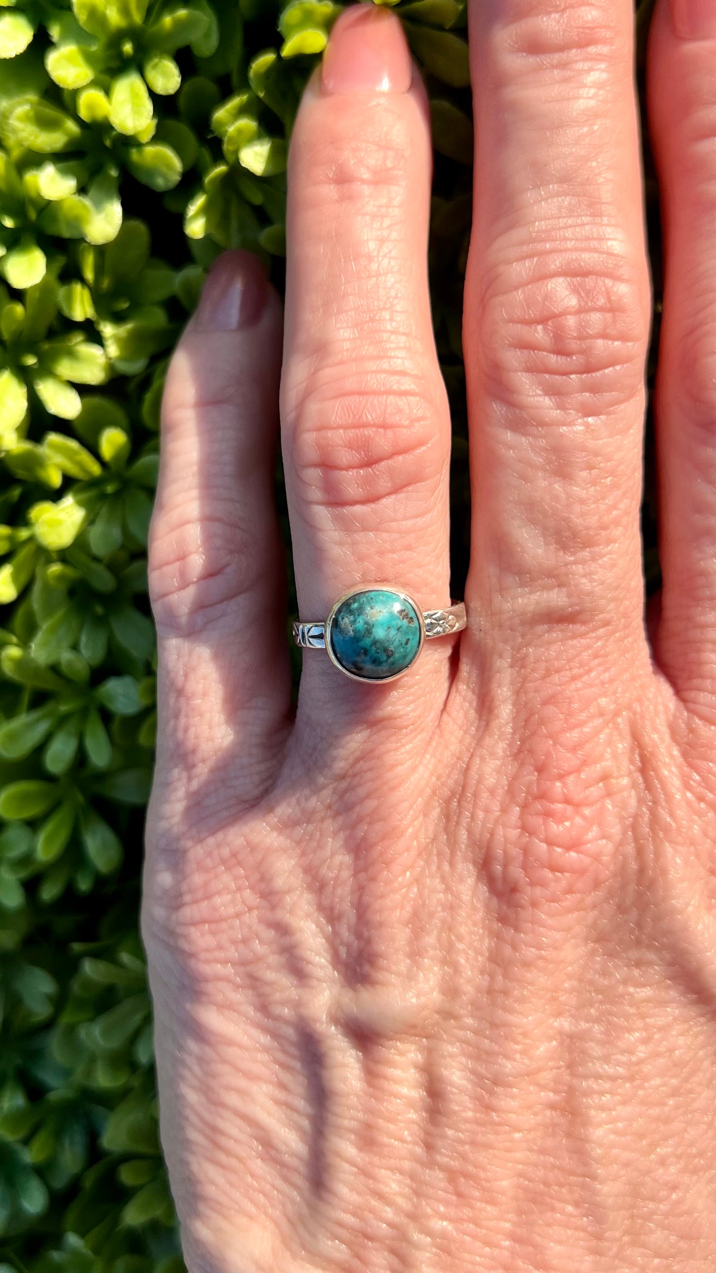 Dainty Turquoise Sterling Silver Ring - Luck, Peace, Protection, Mood stabilizer, Wisdom, Prosperity