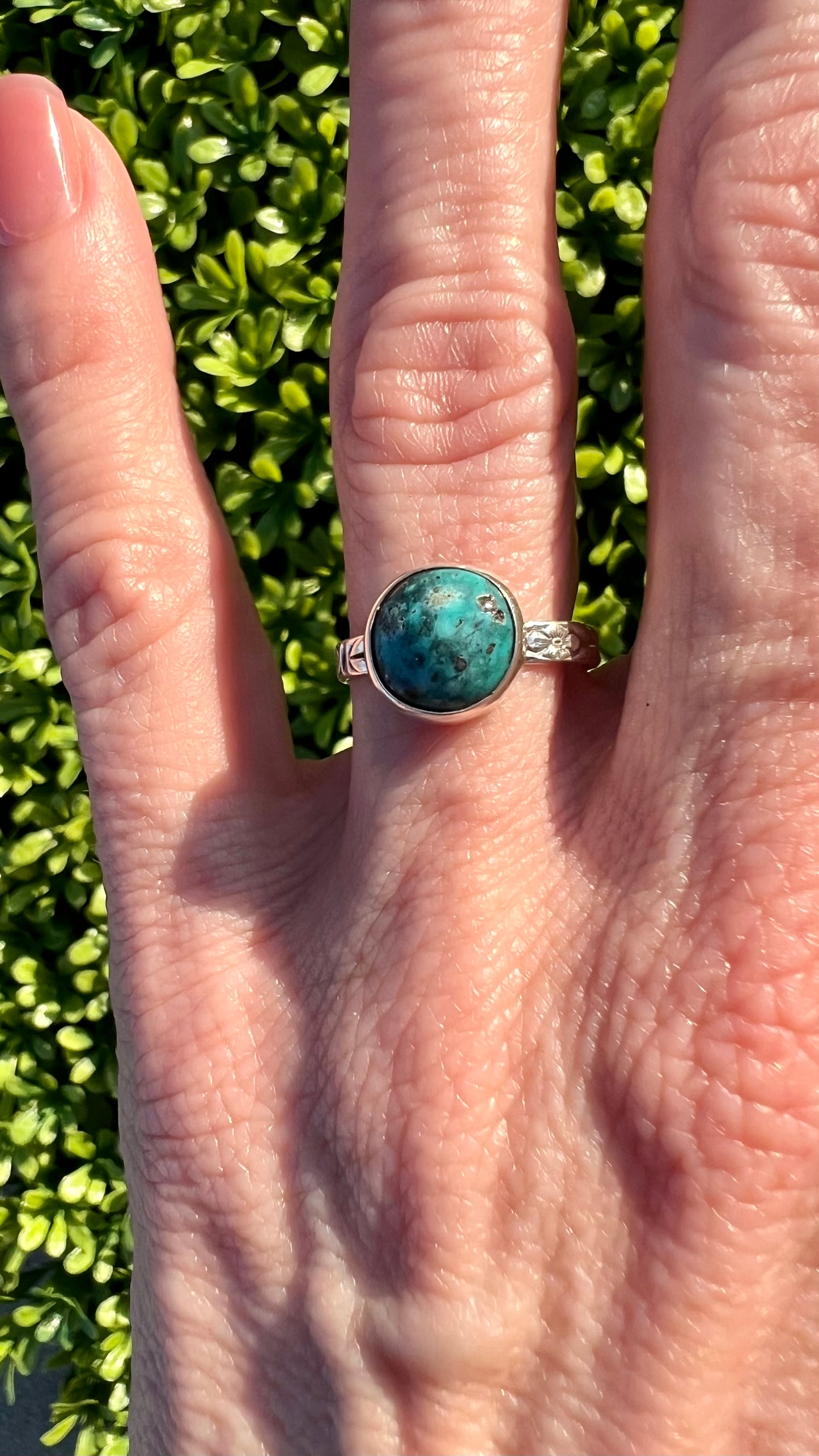 Dainty Turquoise Sterling Silver Ring - Luck, Peace, Protection, Mood stabilizer, Wisdom, Prosperity