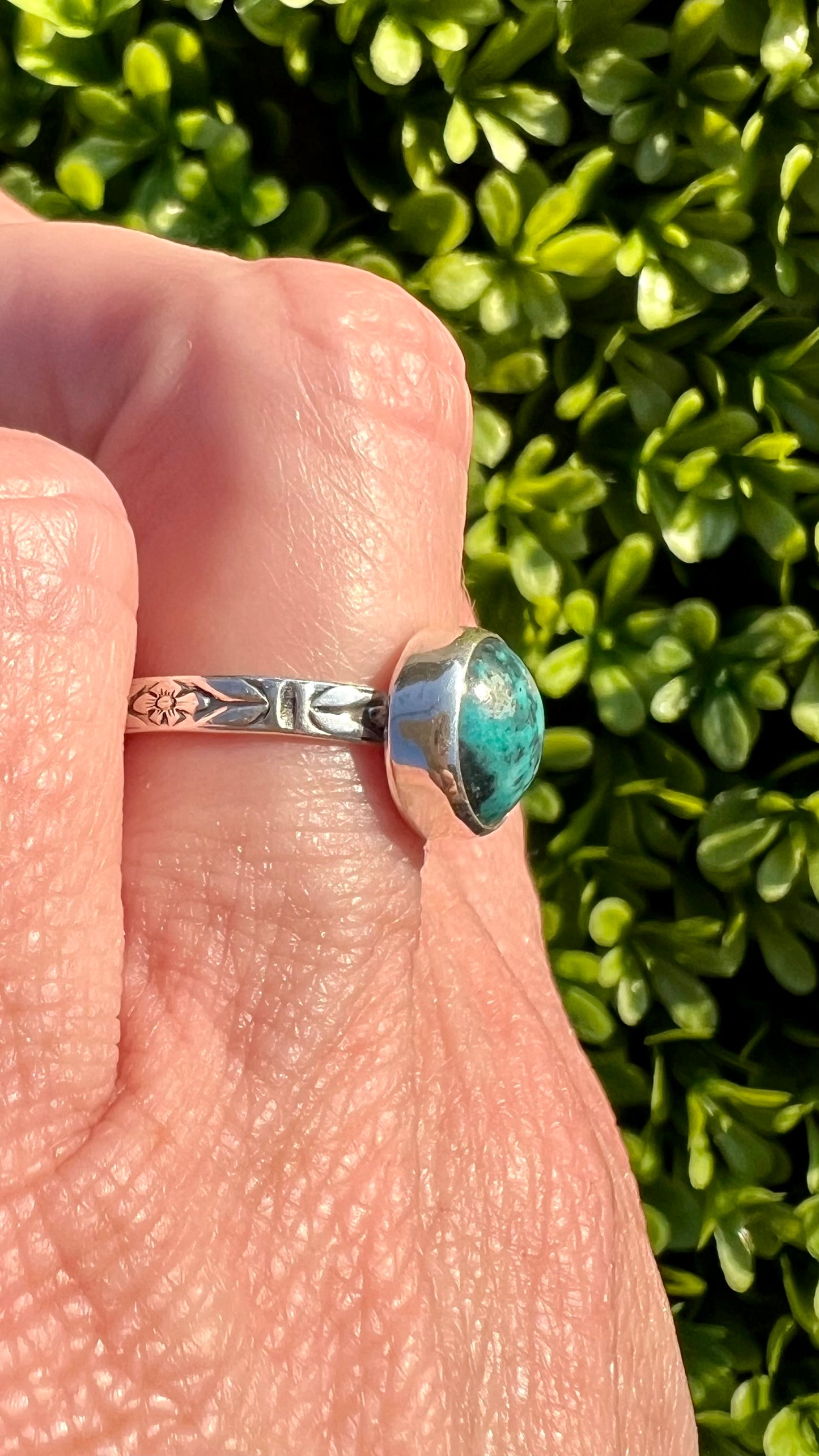 Dainty Turquoise Sterling Silver Ring - Luck, Peace, Protection, Mood stabilizer, Wisdom, Prosperity