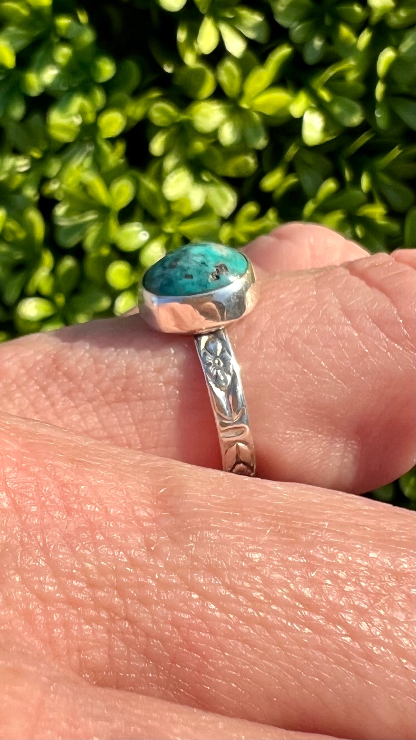 Dainty Turquoise Sterling Silver Ring - Luck, Peace, Protection, Mood stabilizer, Wisdom, Prosperity