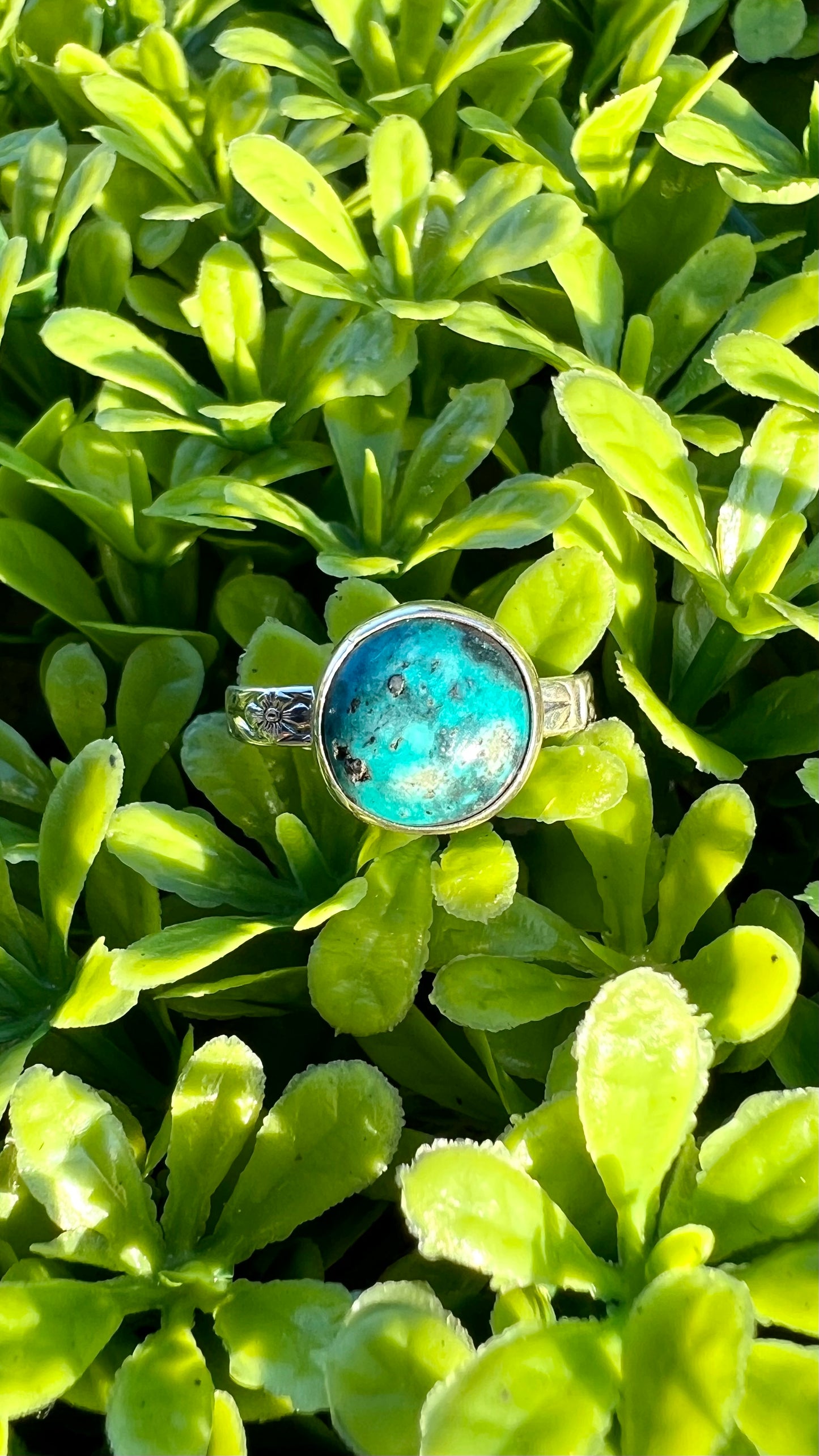 Dainty Turquoise Sterling Silver Ring - Luck, Peace, Protection, Mood stabilizer, Wisdom, Prosperity