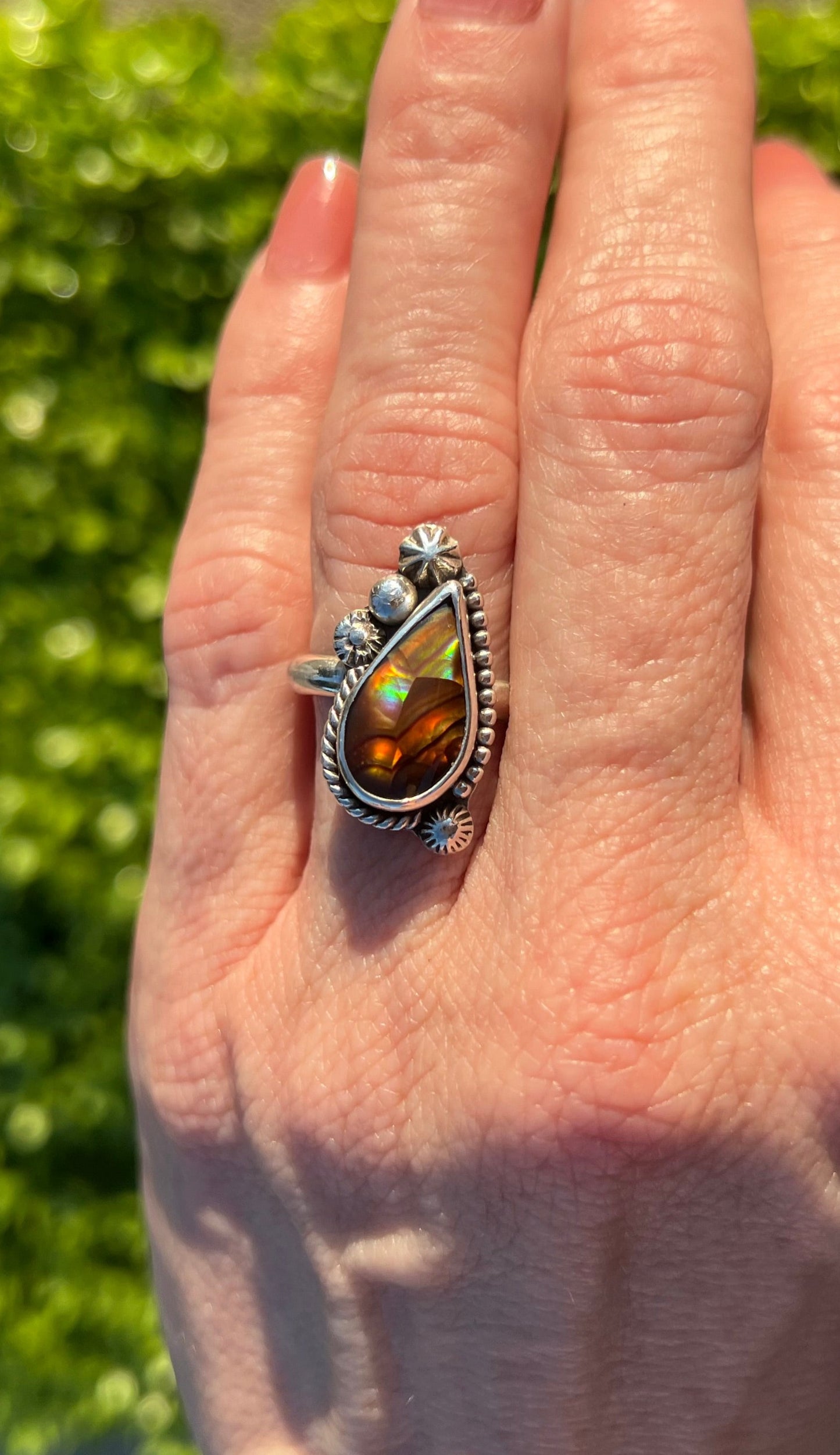 Fire Agate Sterling Silver Ring - Joy, Protection, Courage, Passion, Eternal Youth