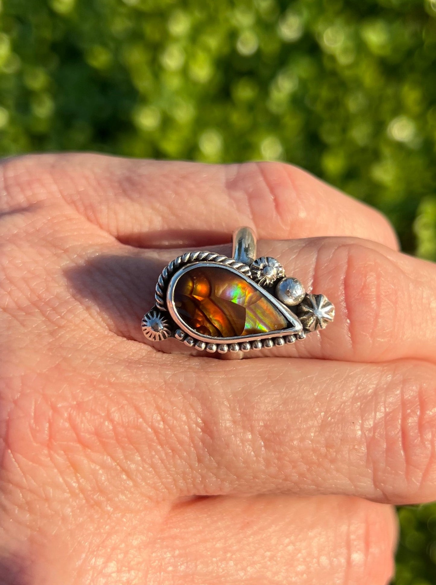 Fire Agate Sterling Silver Ring - Joy, Protection, Courage, Passion, Eternal Youth