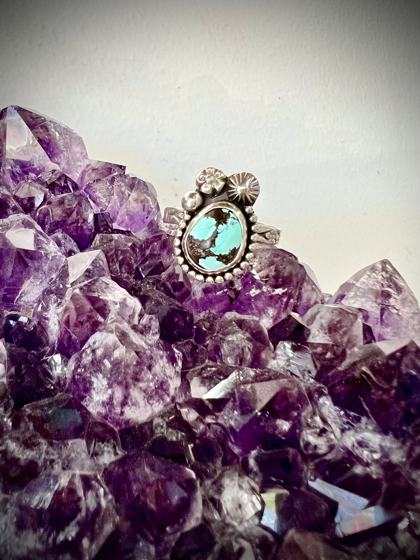 Dainty Turquoise Sterling Silver Ring - Luck, Peace, Protection, Mood stabilizer, Wisdom, Prosperity