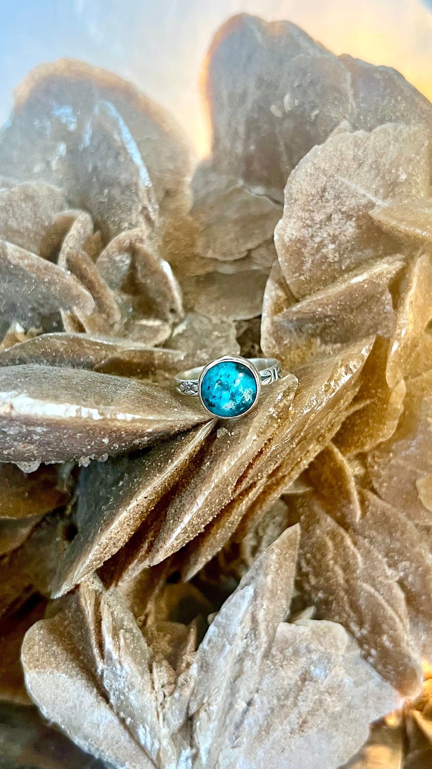 Dainty Turquoise Sterling Silver Ring - Luck, Peace, Protection, Mood stabilizer, Wisdom, Prosperity