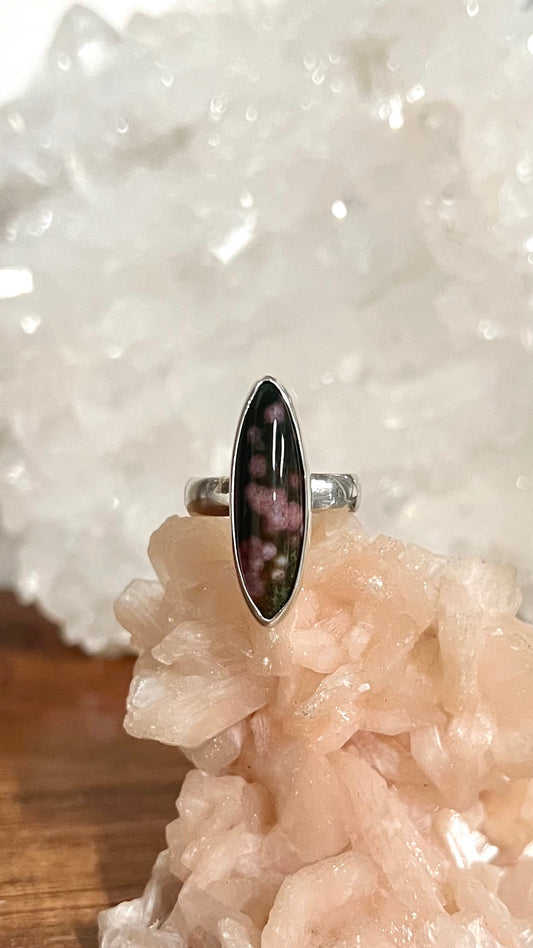 Orbicular Ocean Jasper Sterling Silver Ring - PTSD, Motivation, Happiness, Passion, Opportunities, Purification, Nurturing