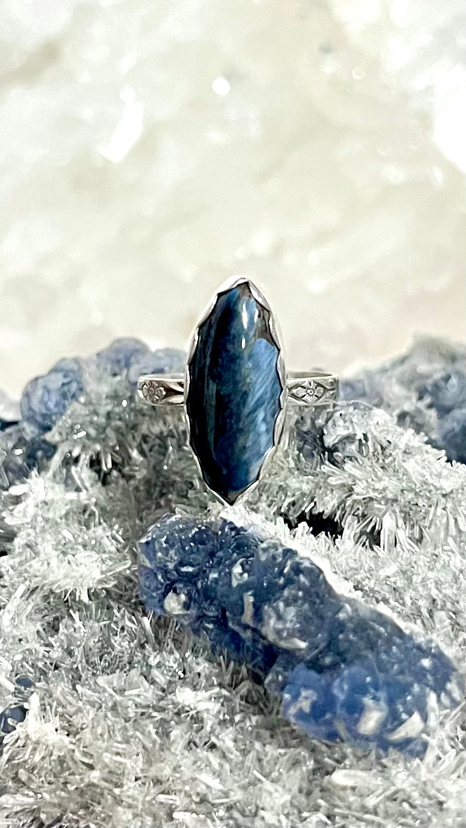 Blue Pietersite Sterling Silver Ring - Motivation, Manifestation, New Beginnings, Strength