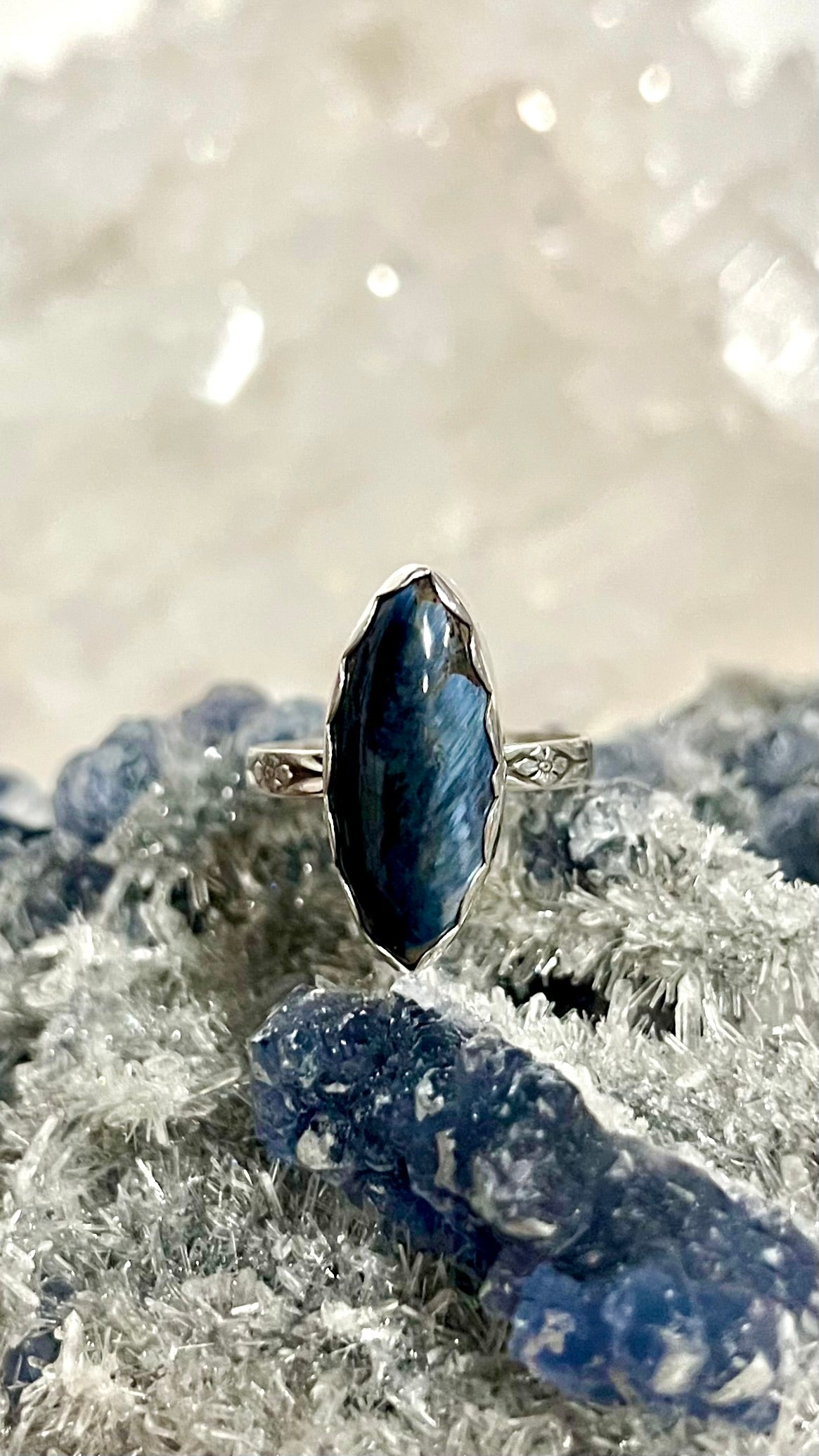 Blue Pietersite Sterling Silver Ring - Motivation, Manifestation, New Beginnings, Strength