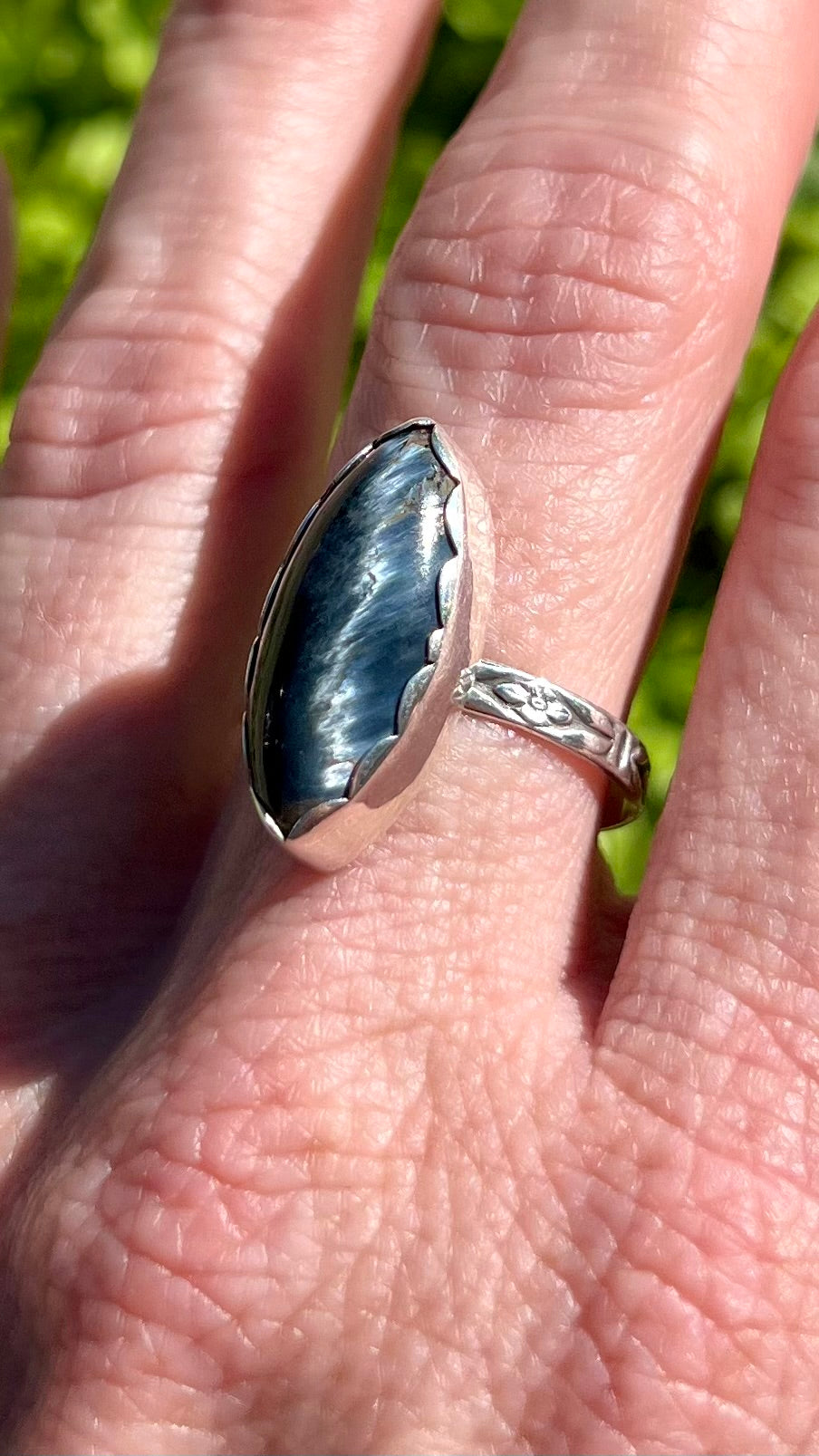 Blue Pietersite Sterling Silver Ring - Motivation, Manifestation, New Beginnings, Strength