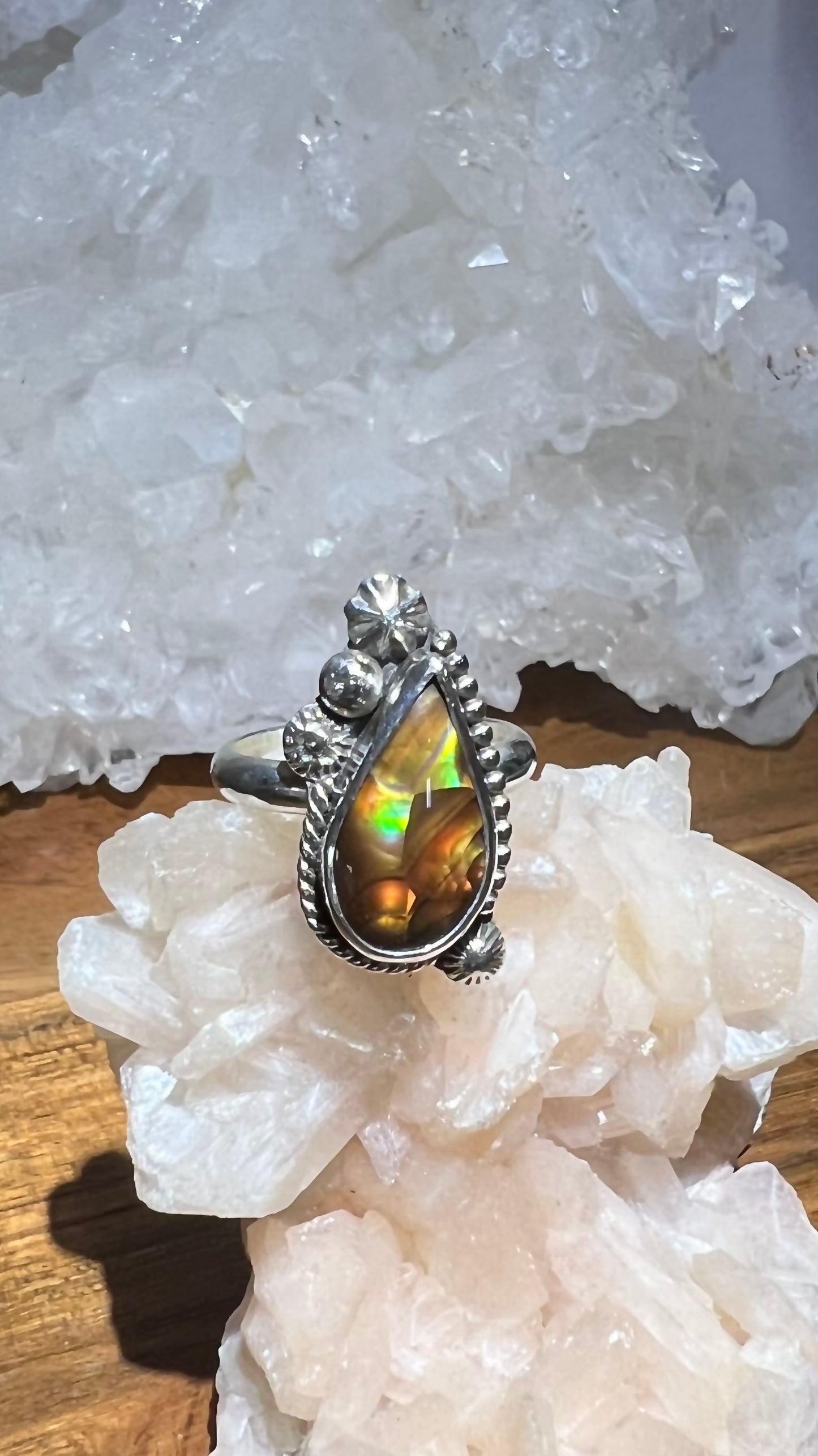 Fire Agate Sterling Silver Ring - Joy, Protection, Courage, Passion, Eternal Youth