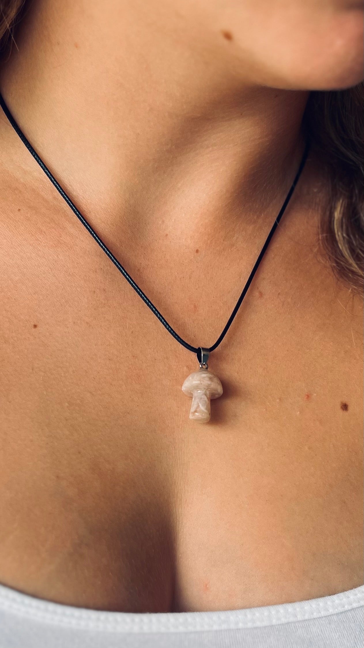 Moss Agate Mushroom Necklace