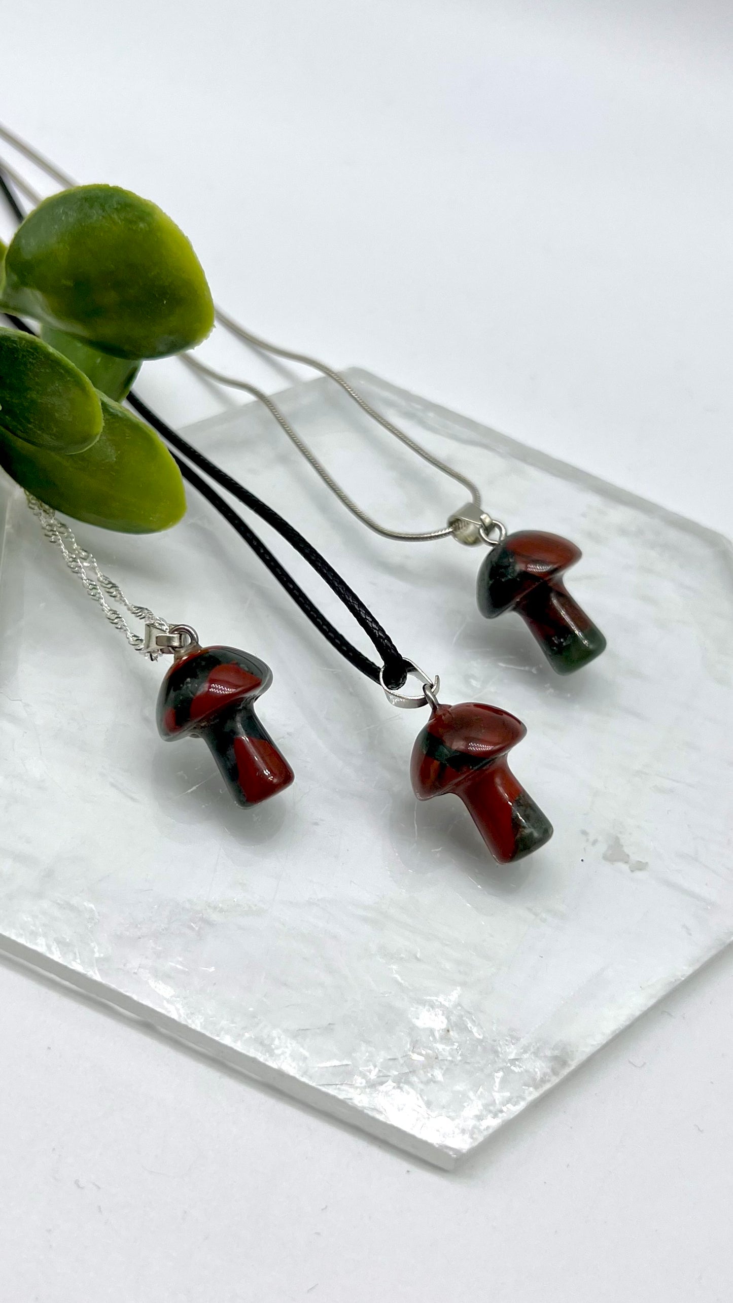 African Blood Mushroom Necklace