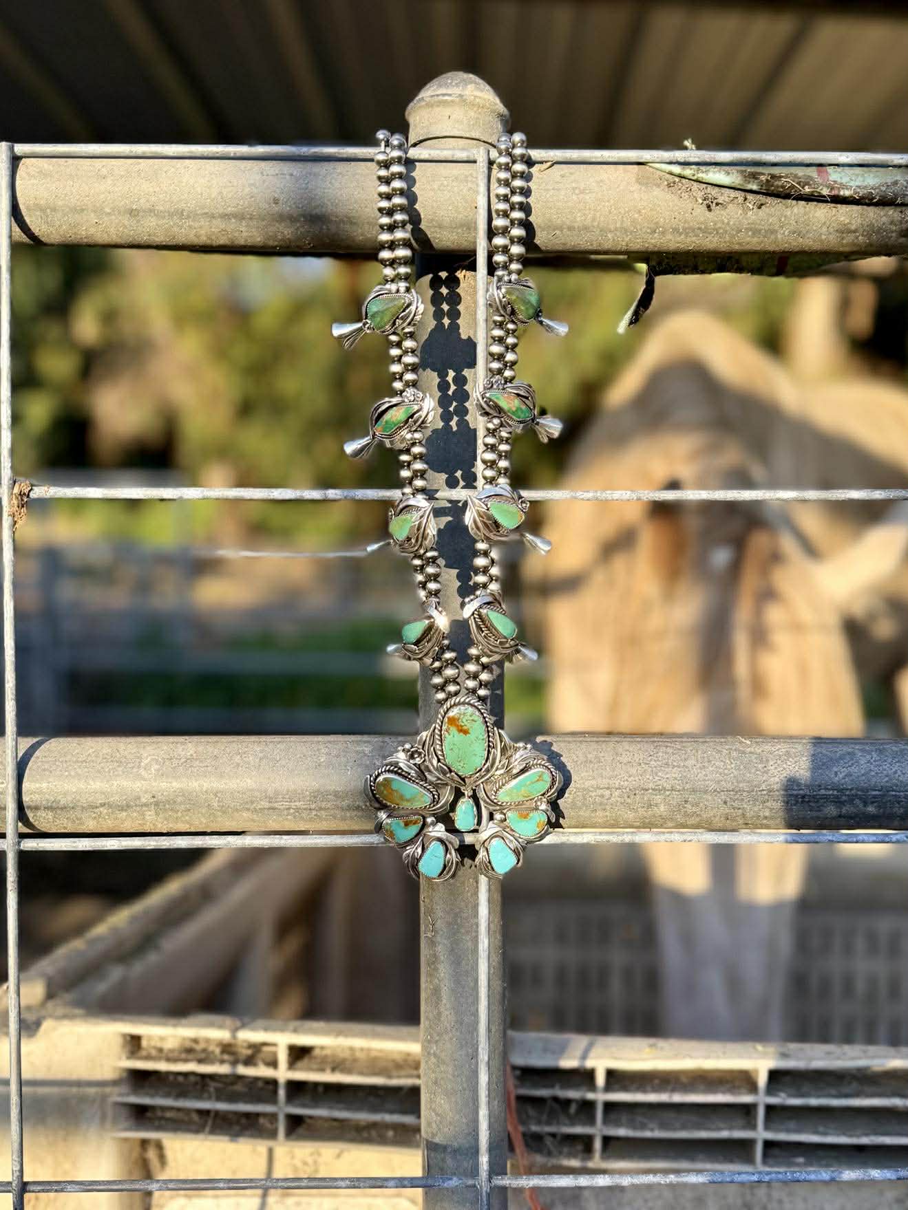 Close-up of Ombre Royston turquoise stones showing natural ombre color variation and matrix
