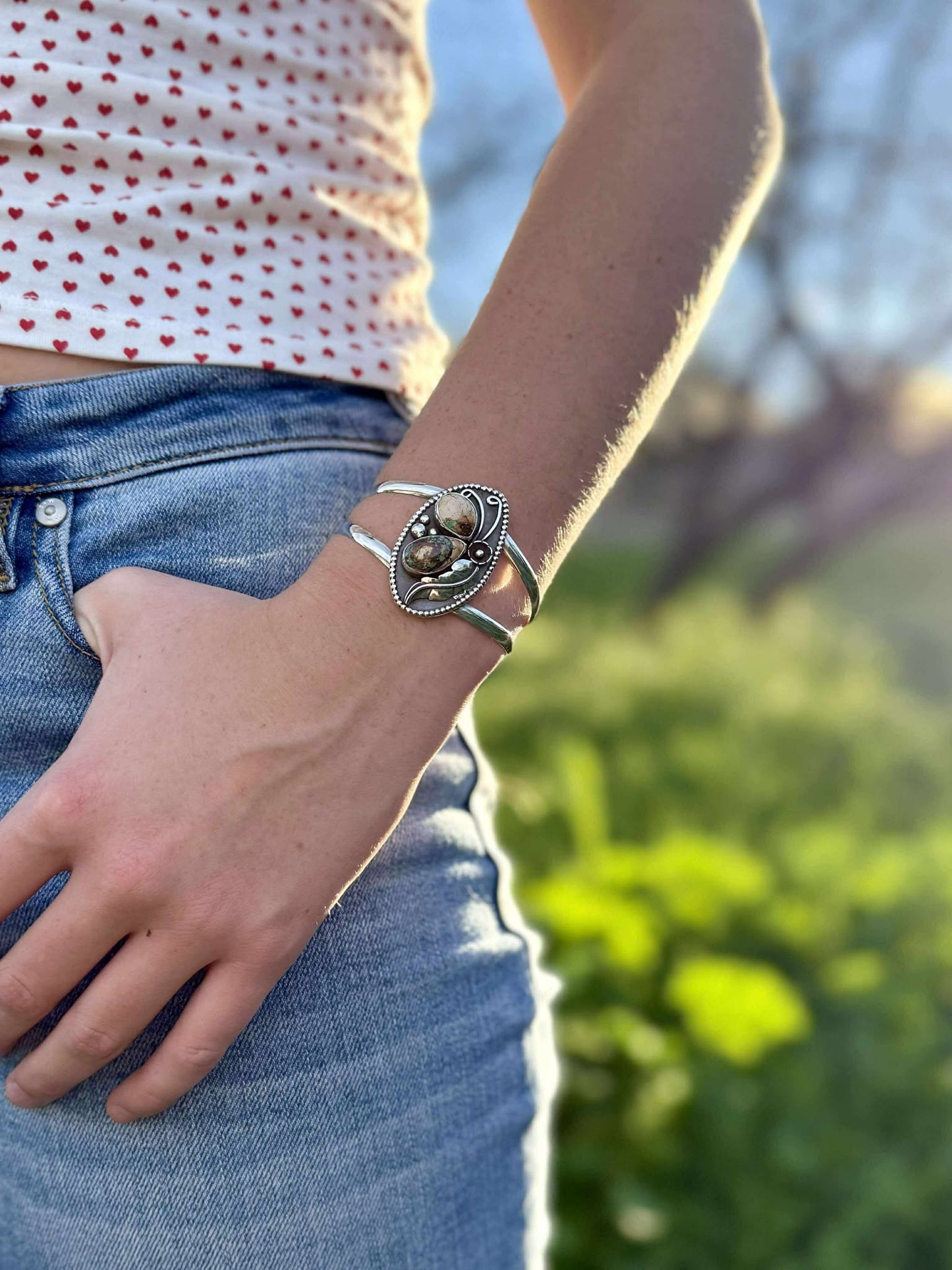 Royston Ribbon Turquoise Butterfly Cuff / Bangle