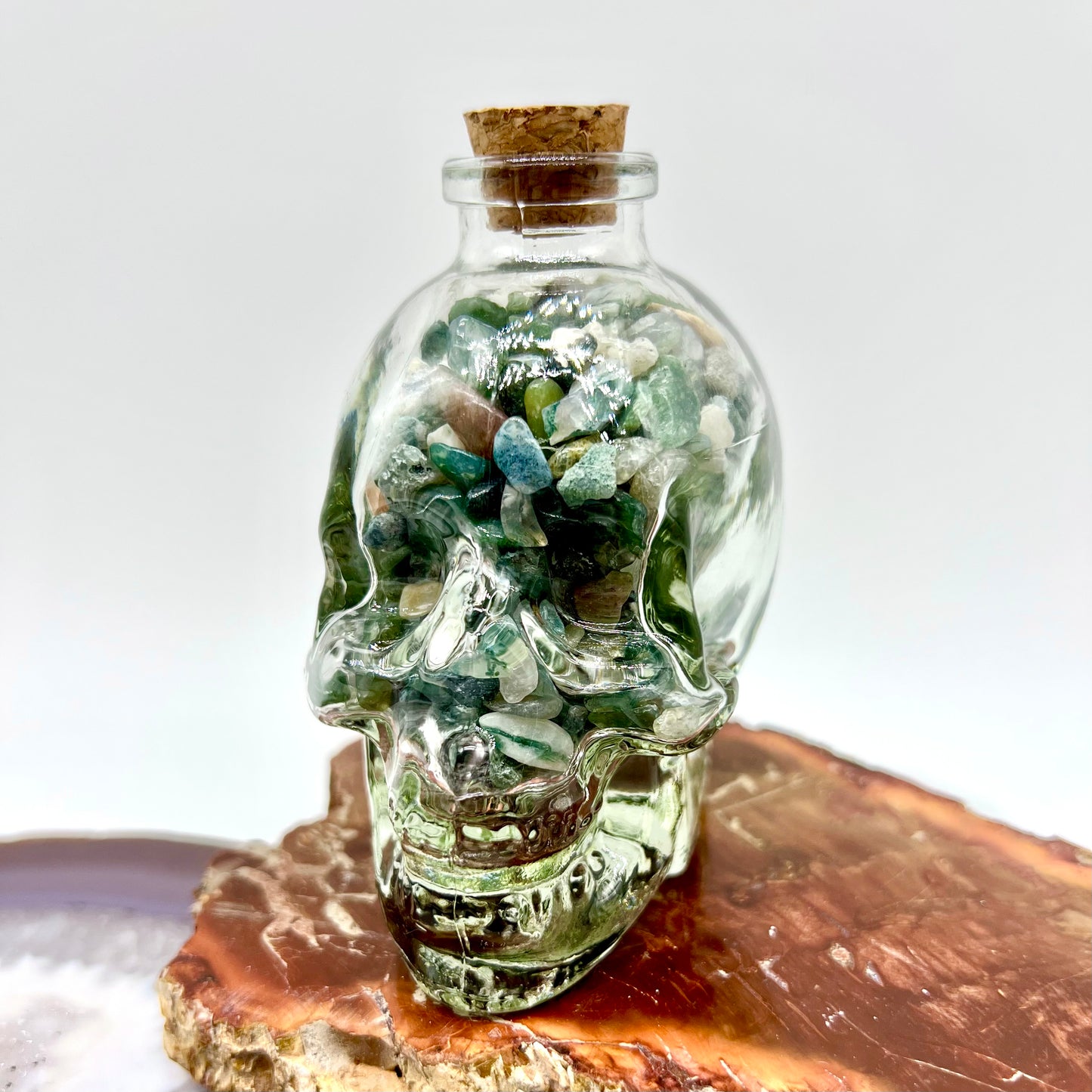 Crystal Chip Skull Wishing Bottle