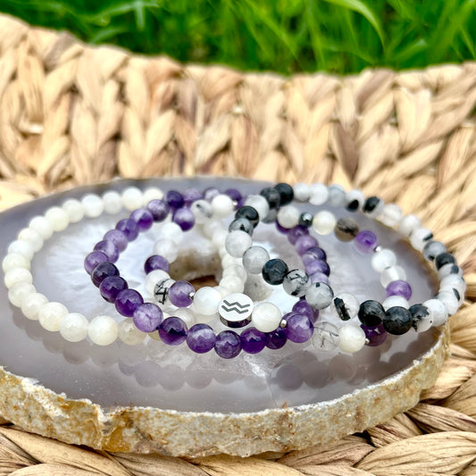 Aquarius Zodiac Bracelet - Promotes Intuition, Harmony, Clarity, Protection, Alleviates Stress, Clears Emotional Blockages & Negative Thoughts