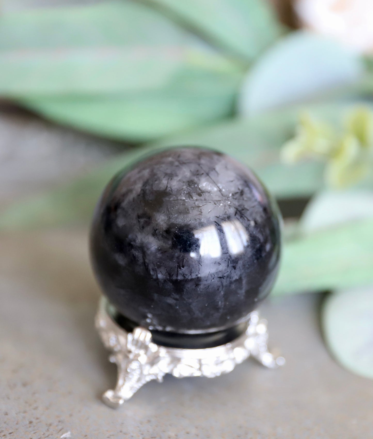 Black Tourmaline in Quartz Sphere