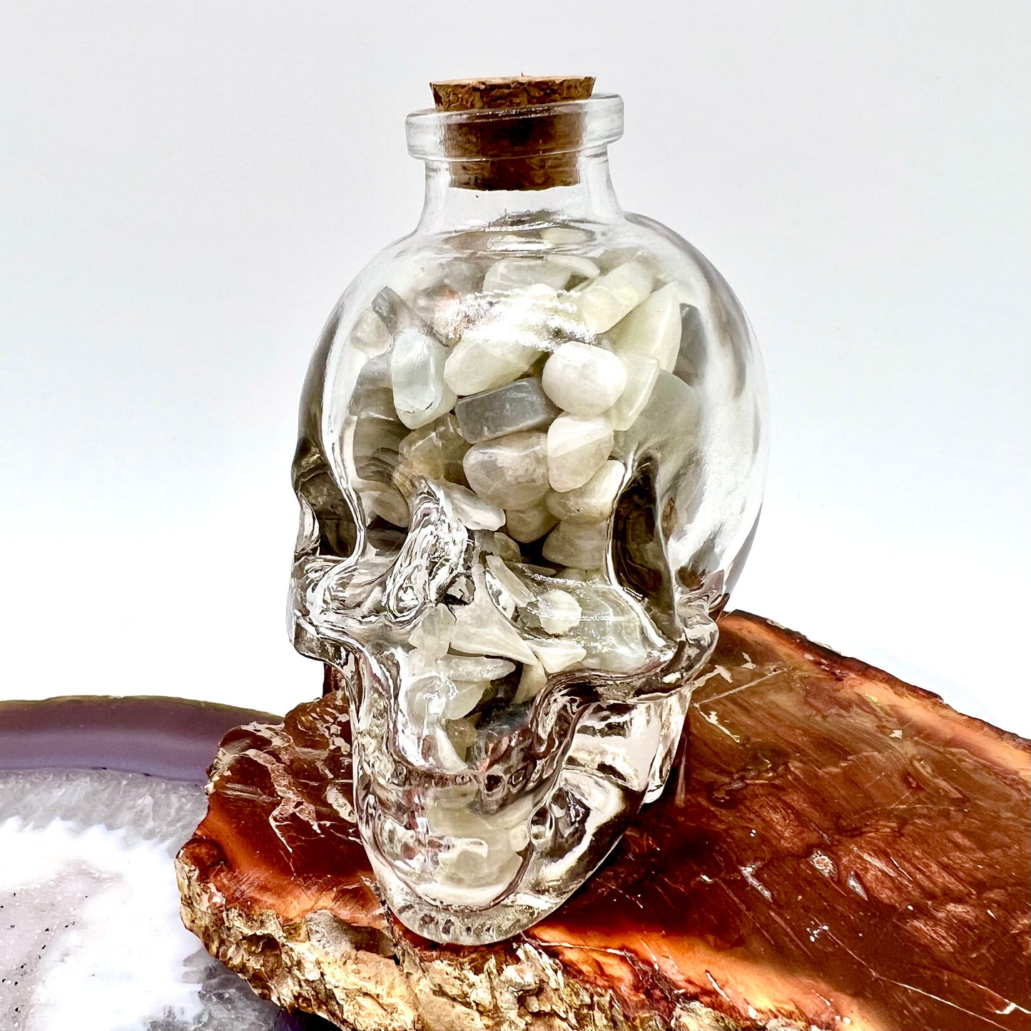Crystal Chip Skull Wishing Bottle