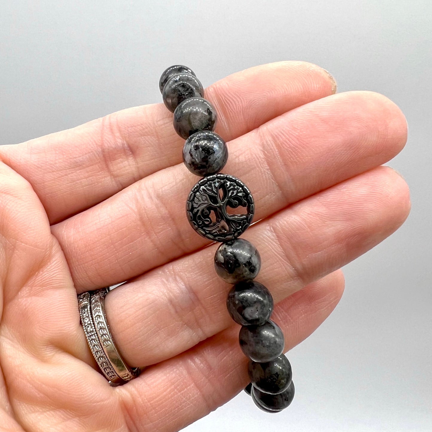 7 Chakra Crystal Bracelet with Larvikite - Balance, Harmony, Focus, Protection