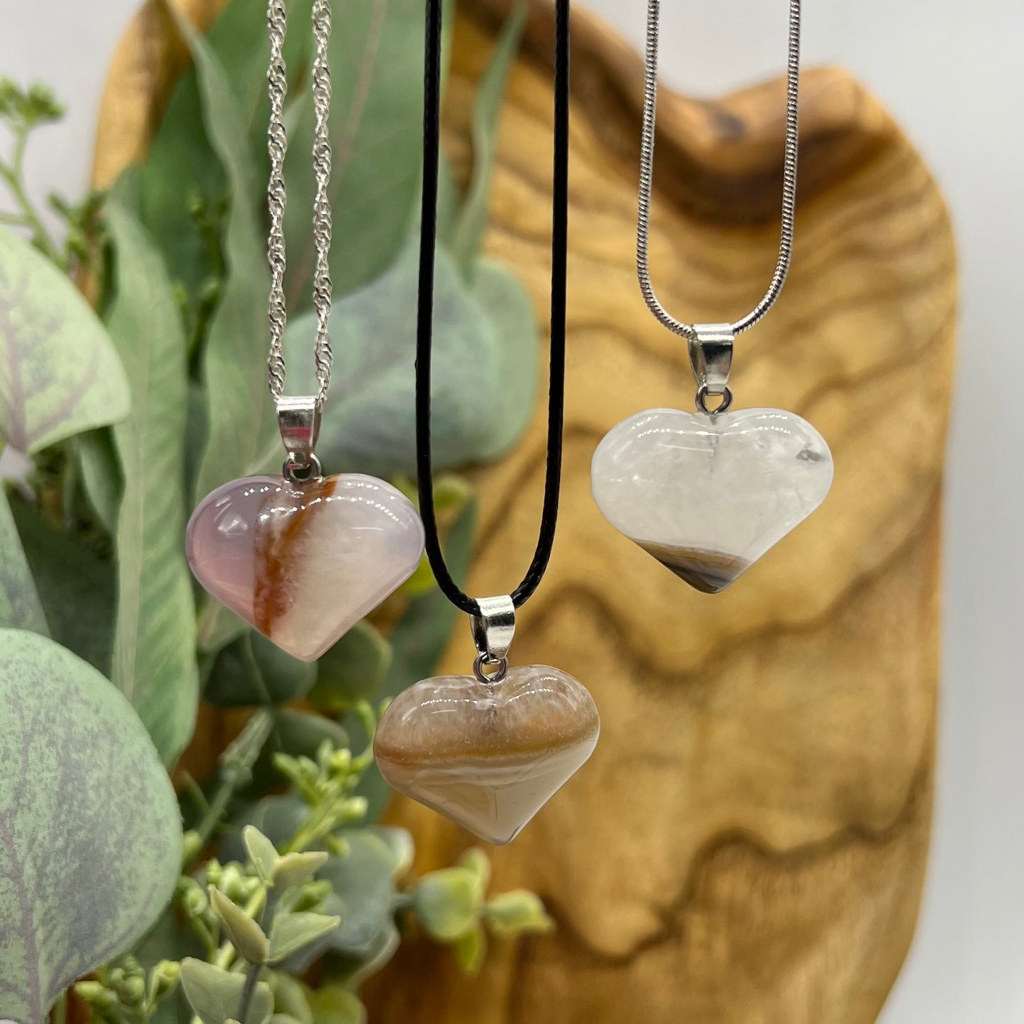 Agate & Quartz Heart Necklace