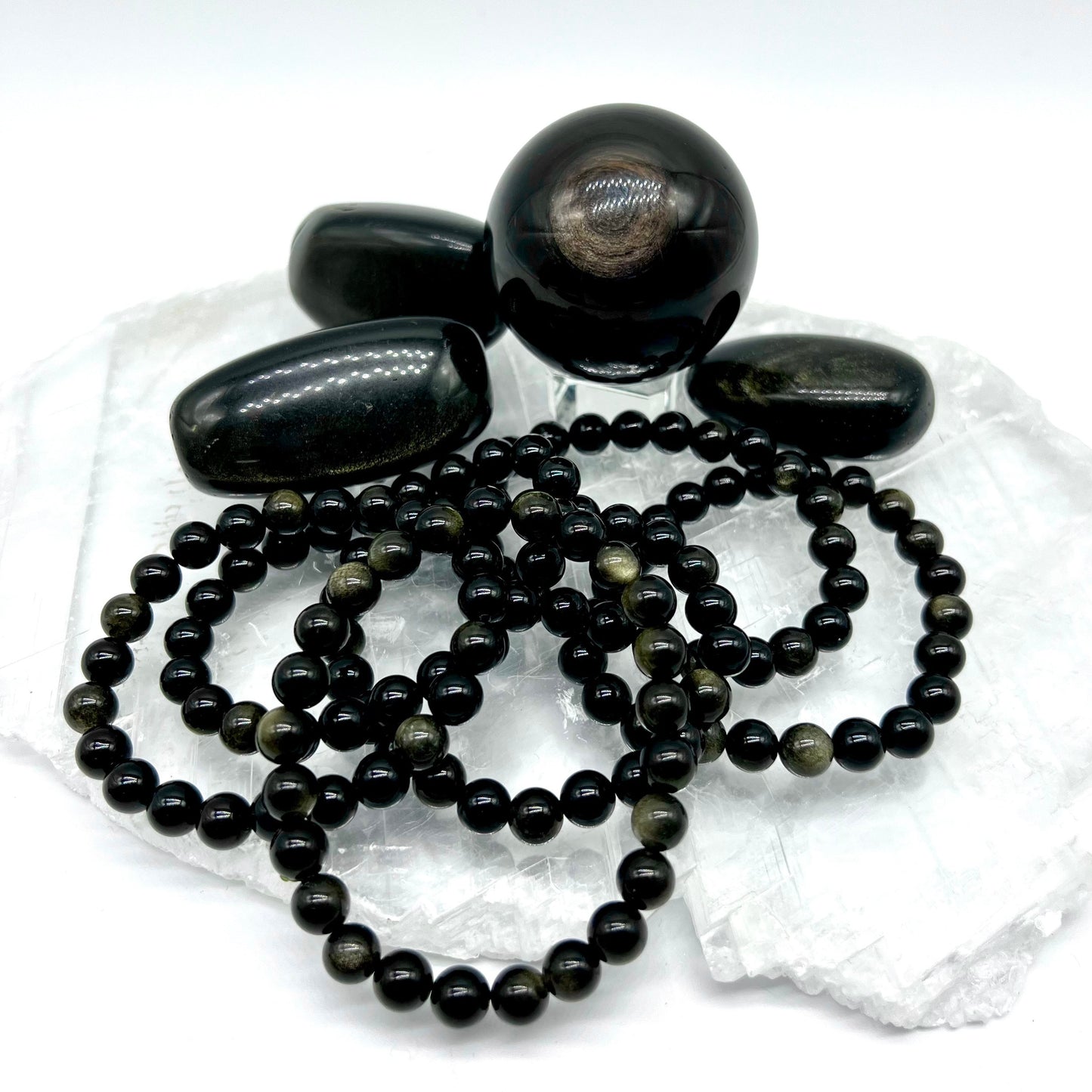 Gold Obsidian Bracelet - Grounding, Protection, Transformation, Truth, Balance