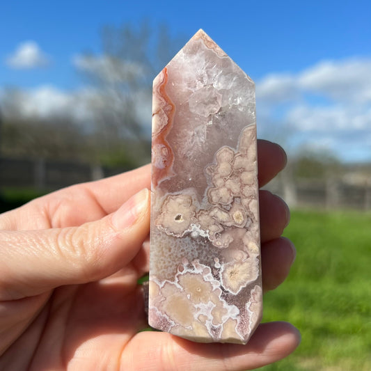 Pink Amethyst Flower Agate Tower