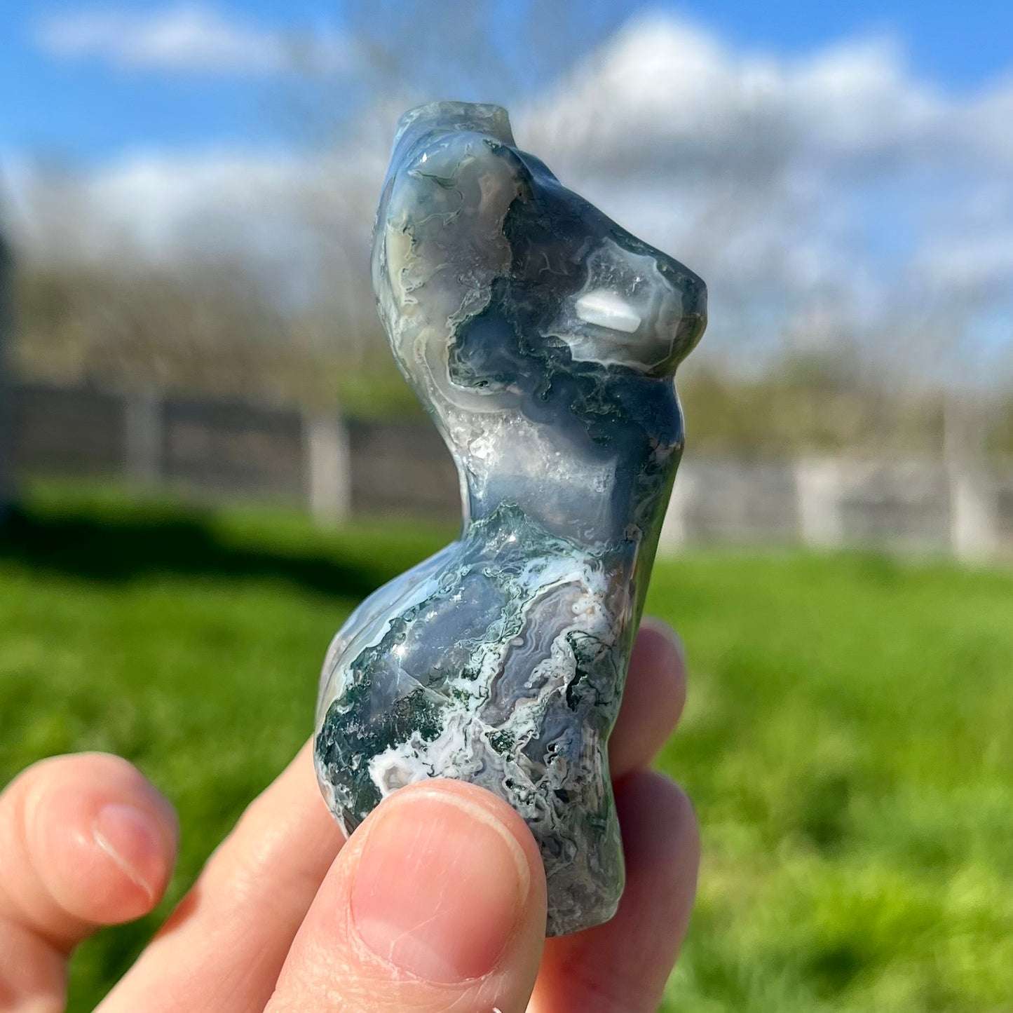 Moss Agate Druzy FM Body Carving