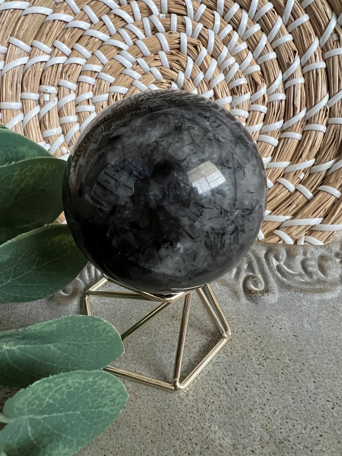 Black Tourmaline in Quartz Sphere