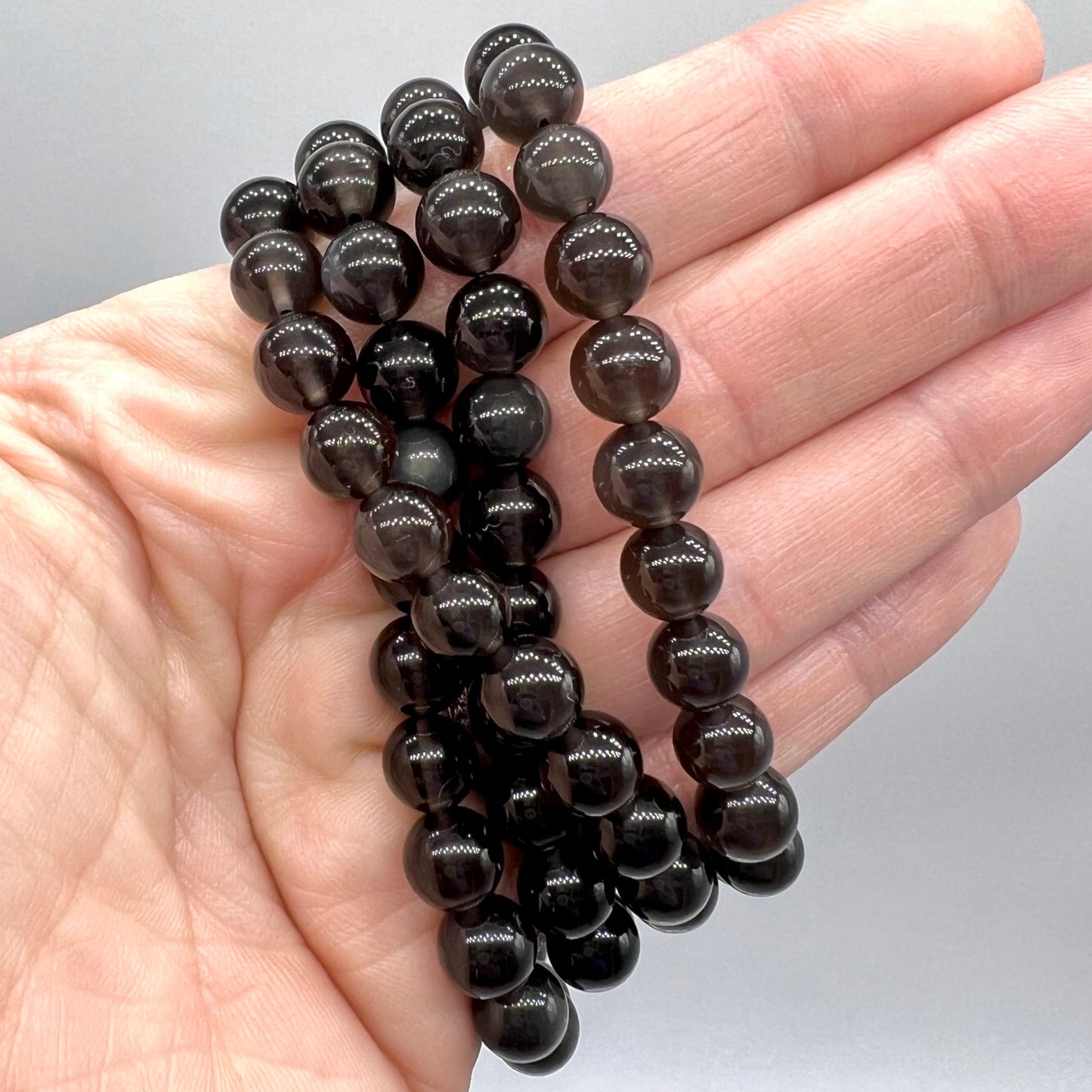 Icy Obsidian / Apache Tear Obsidian Bracelet - Assists in Greif, Comforting, Protection, Clarity, Truth, Balance
