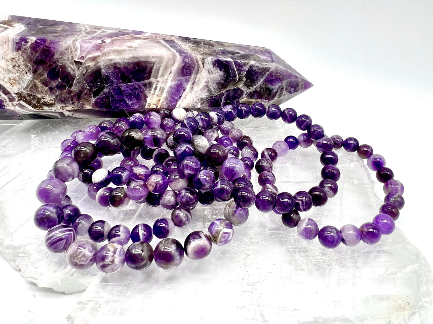 Chevron Dream Amethyst Bracelet - Wisdom, Growth, Cleansing, Protection