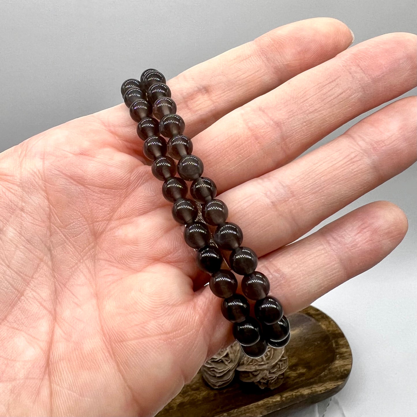 Icy Obsidian / Apache Tear Obsidian Bracelet - Assists in Greif, Comforting, Protection, Clarity, Truth, Balance