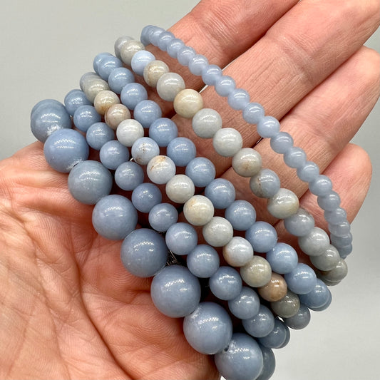 Angelite Bracelet - Serenity, Anxiety, Dreams, Calm, Anger relief, Headaches, Weight Control