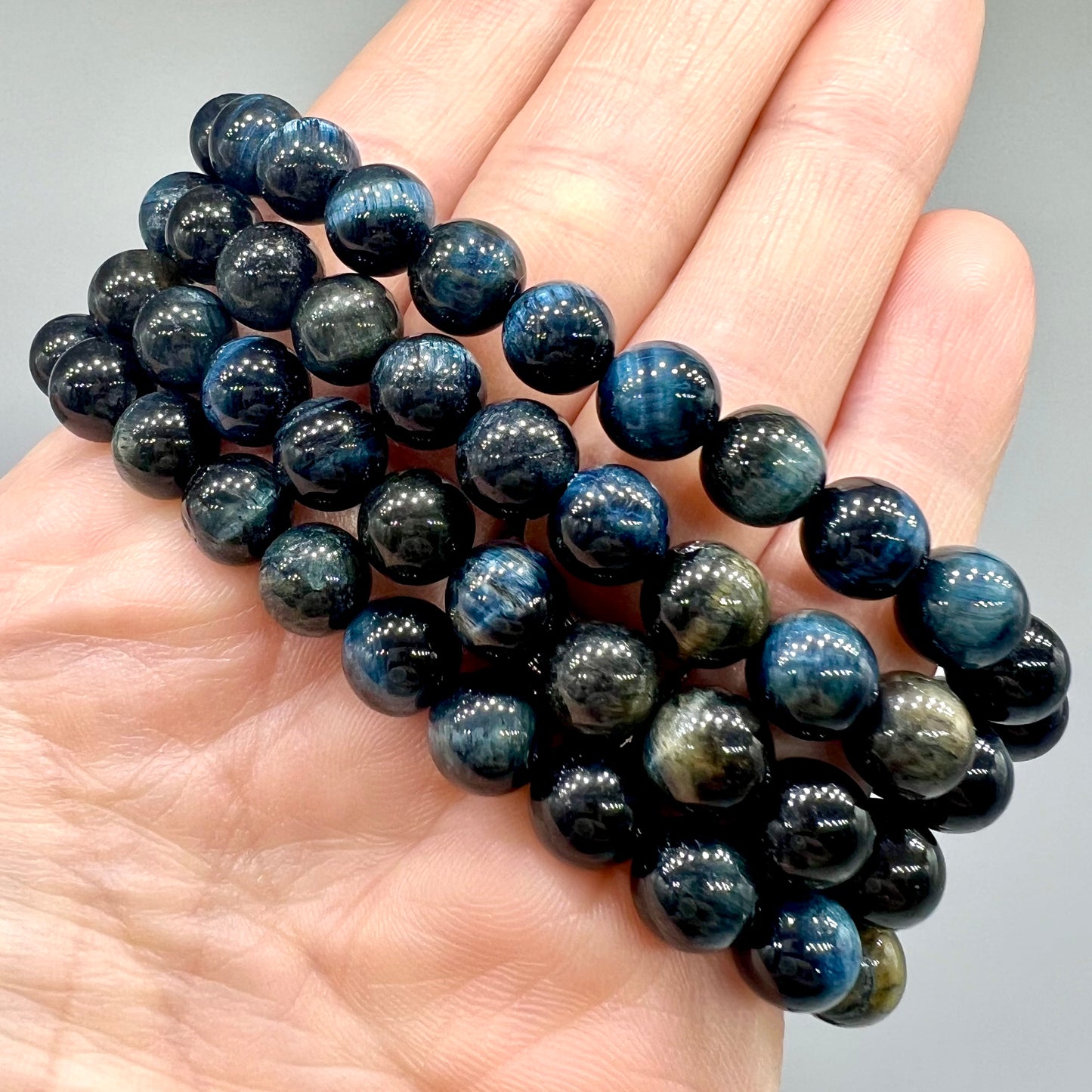 Blue Tigers Eye Bracelet - Creativity, Manifestation, Power, Intuition, Dreams, Focus, Awareness