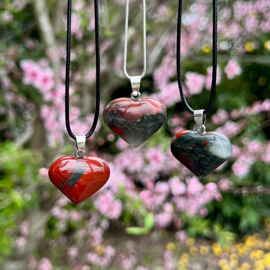 African Bloodstone Heart Necklace