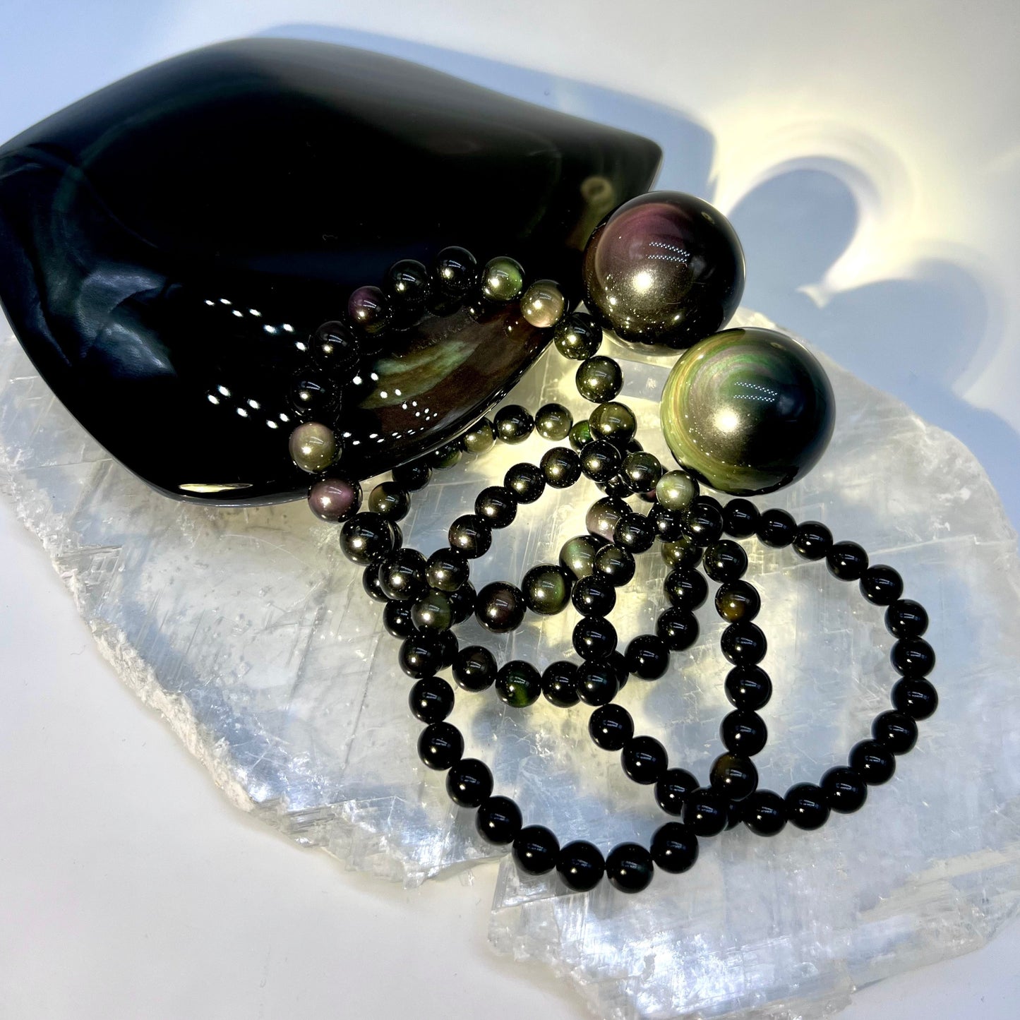 Rainbow Obsidian Bracelet - Grounding, Protection, Clarity, Truth, Balance, Focus