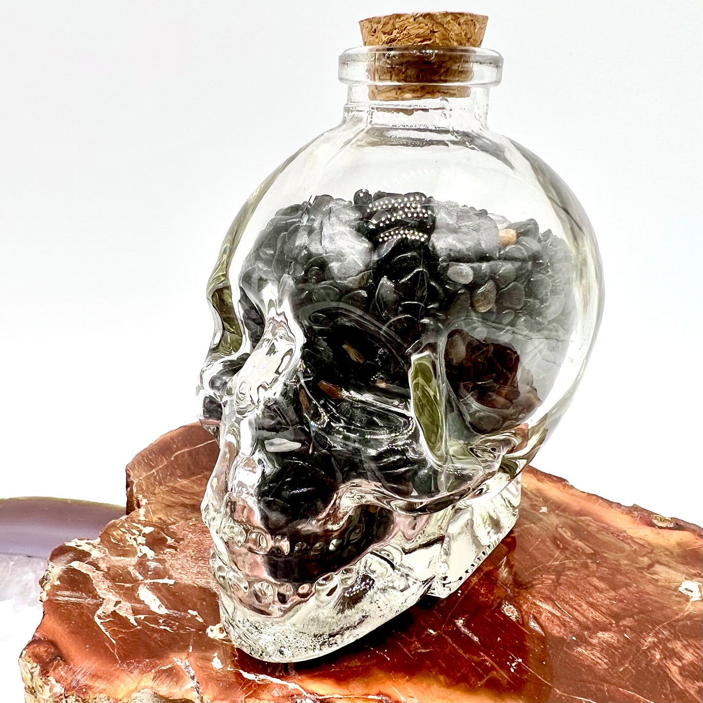Crystal Chip Skull Wishing Bottle