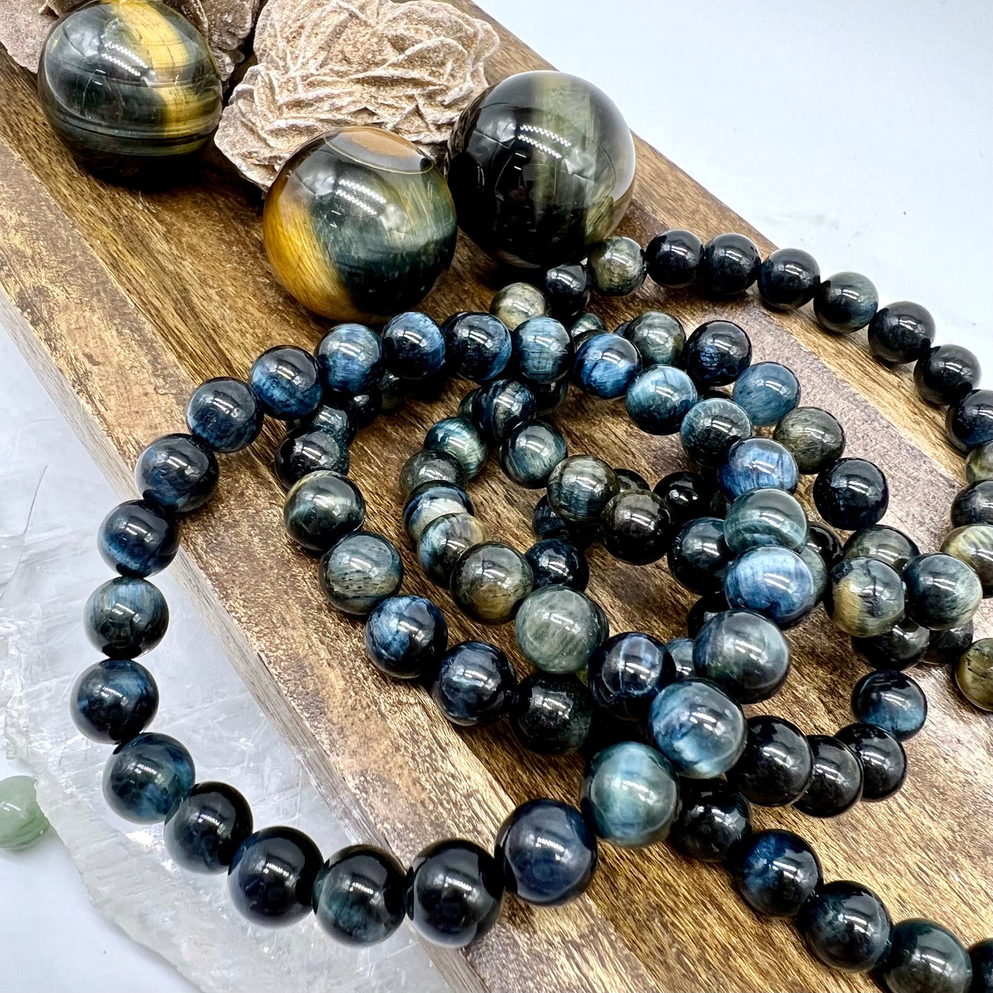 Blue Tigers Eye Bracelet - Creativity, Manifestation, Power, Intuition, Dreams, Focus, Awareness